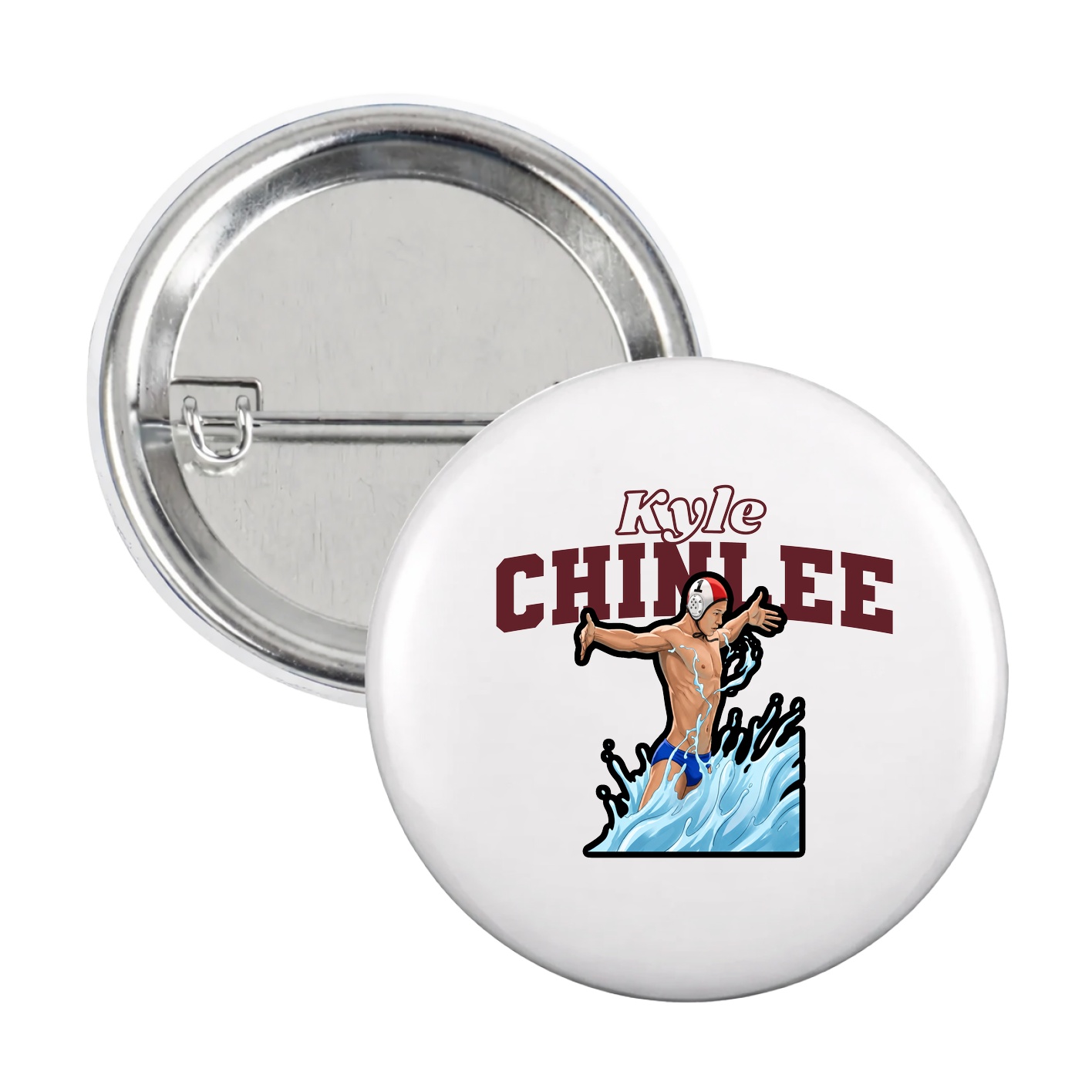 Game Day Button — Name Arch in White