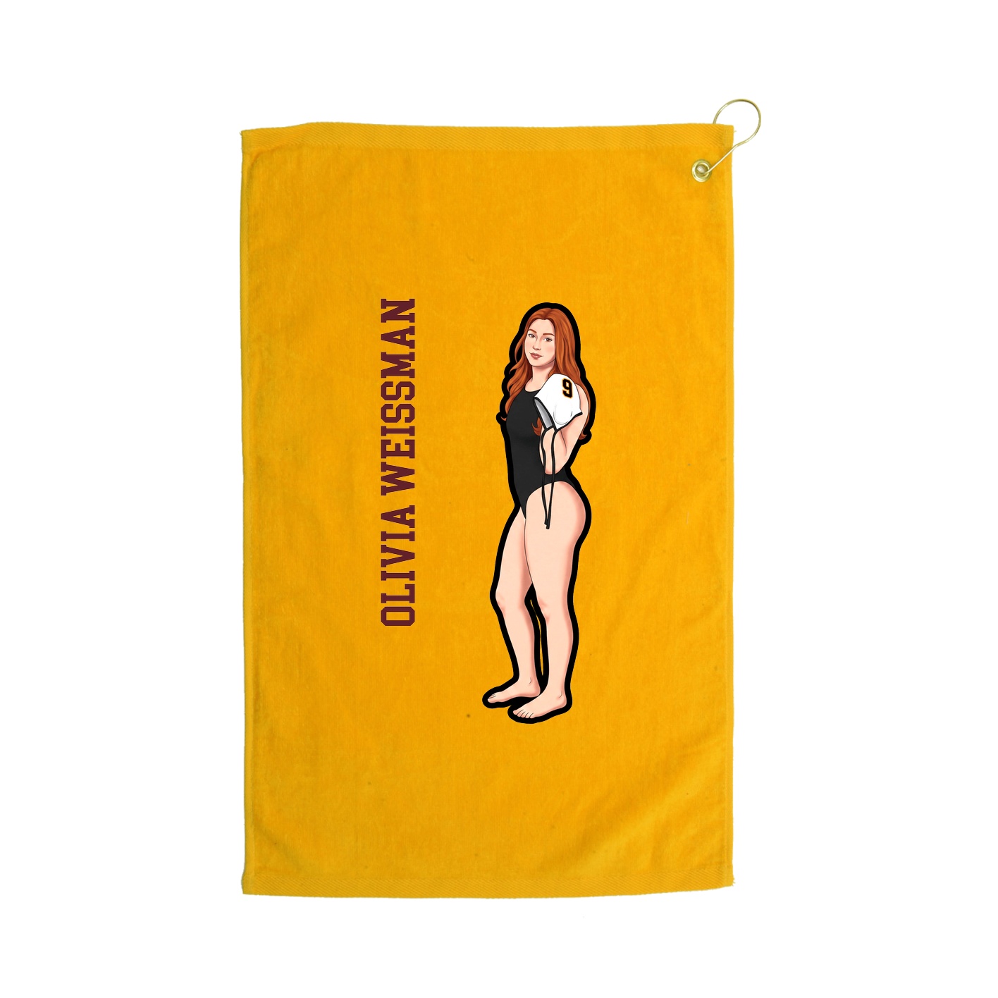 Golf Towel — Name Vertical in Gold