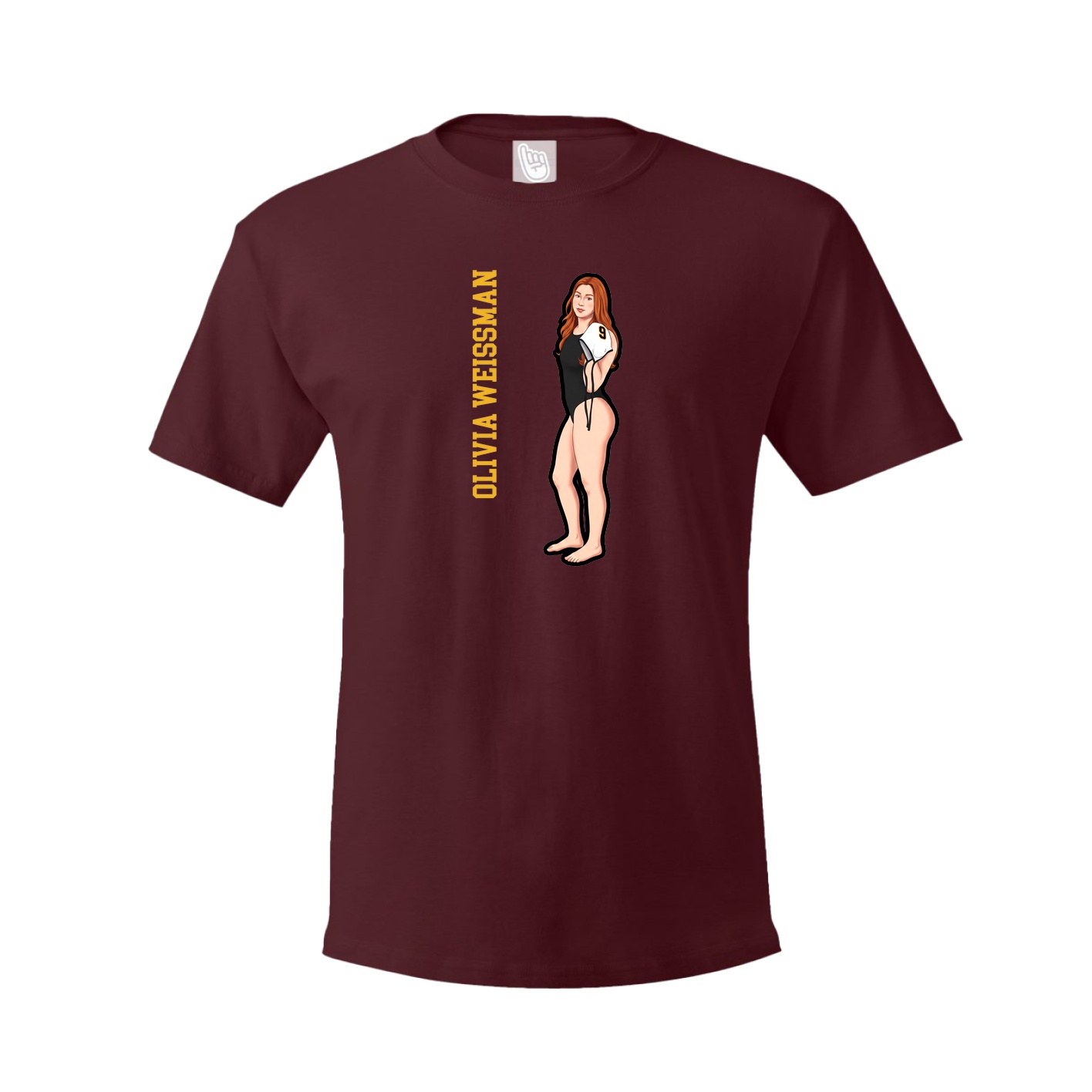 Youth Tee — Name Vertical in Maroon