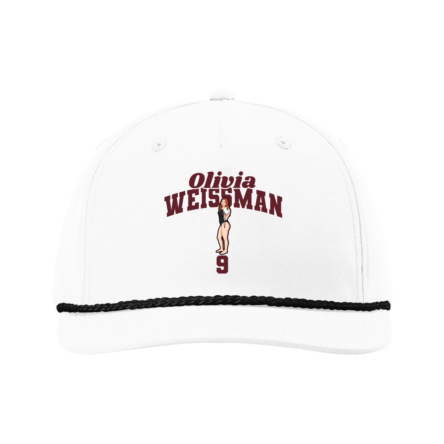 Five-Panel Classic Rope Cap — Signature Arch in White