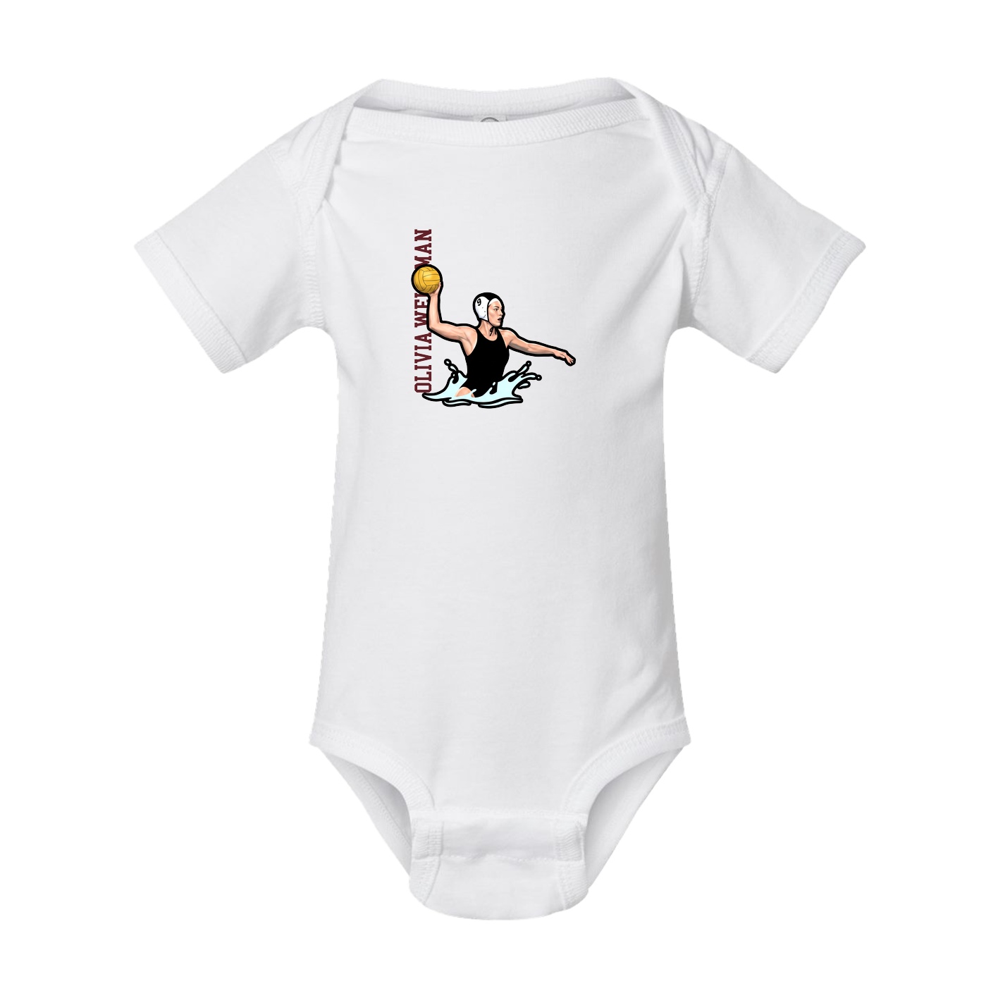 Baby Onesie — Name Vertical in White