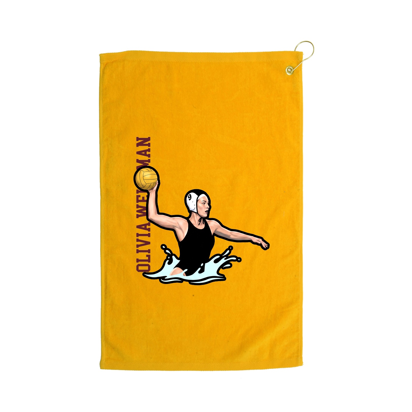 Golf Towel — Name Vertical in Gold