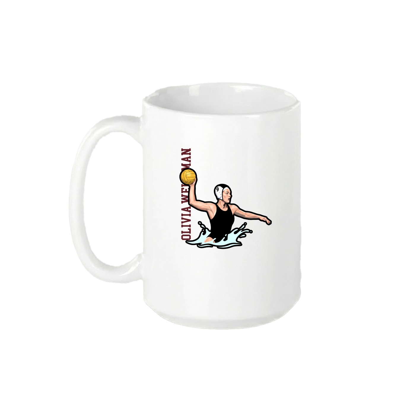 15oz Coffee Mug — Name Vertical in White
