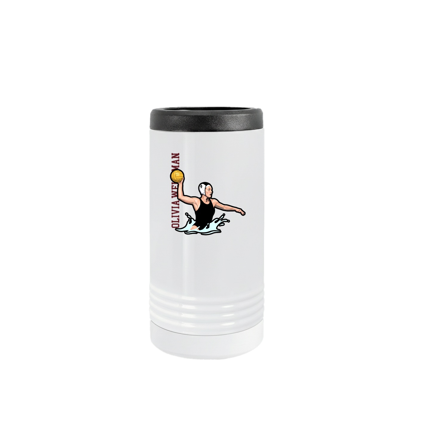 Slim Beverage Holder — Name Vertical in White