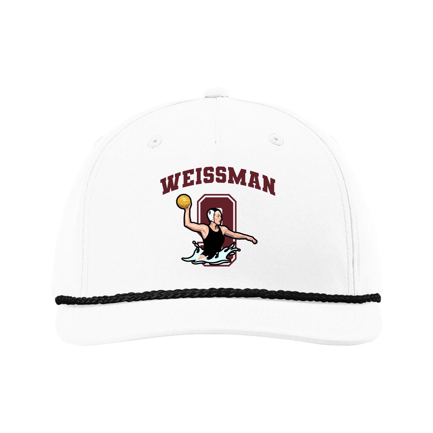 Five-Panel Classic Rope Cap — Number in White