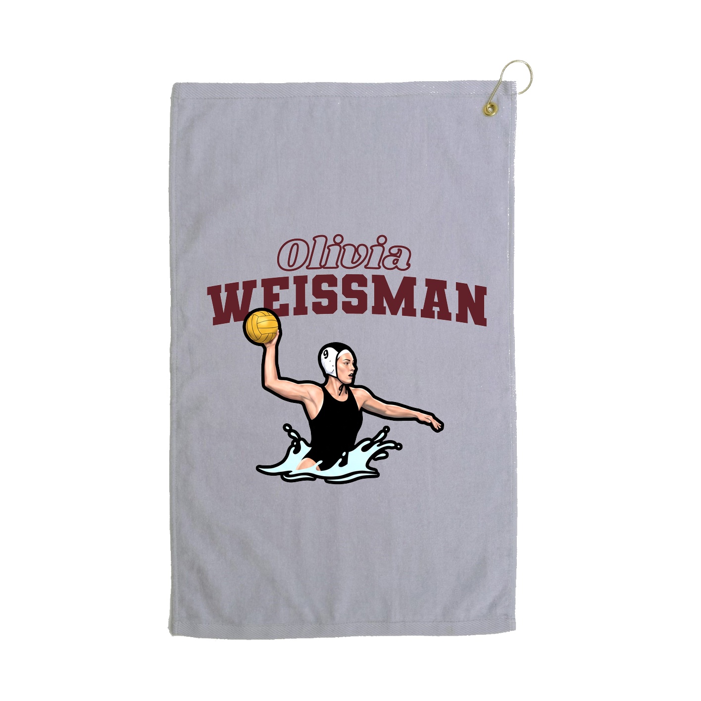 Golf Towel — Name Arch in Grey