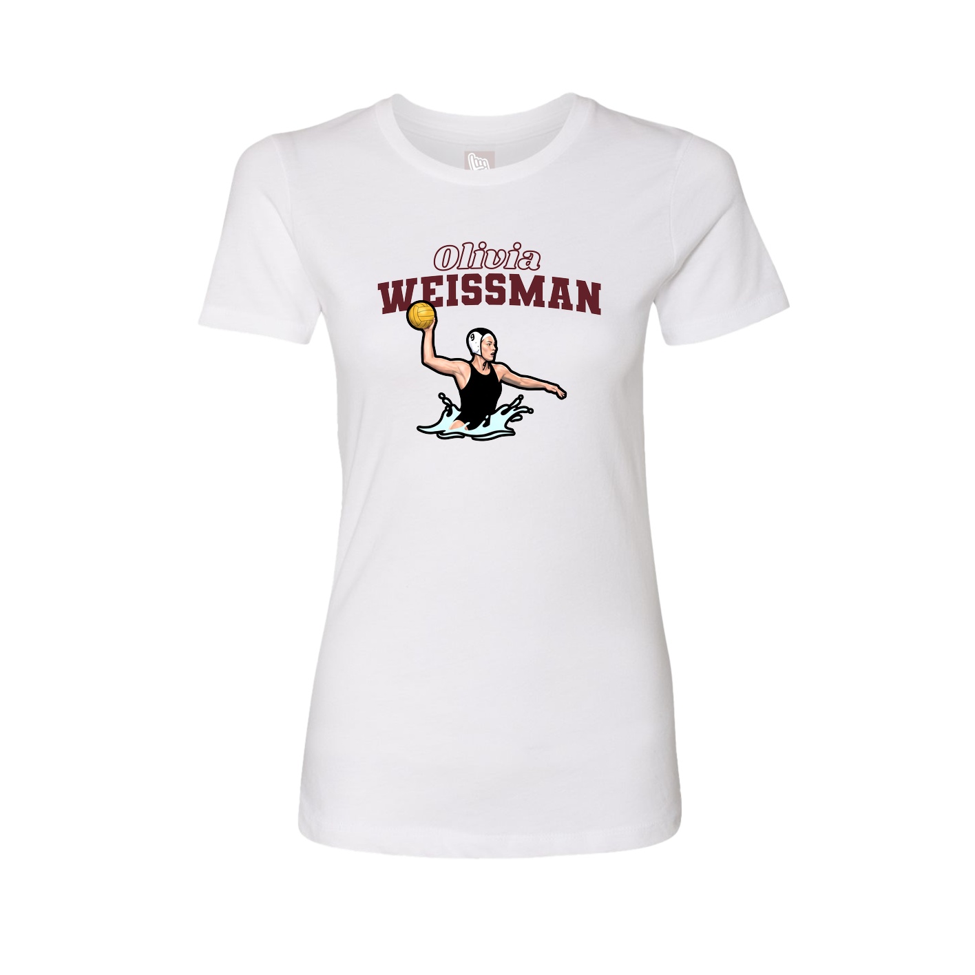 Fitted Women's Tee — Name Arch in White