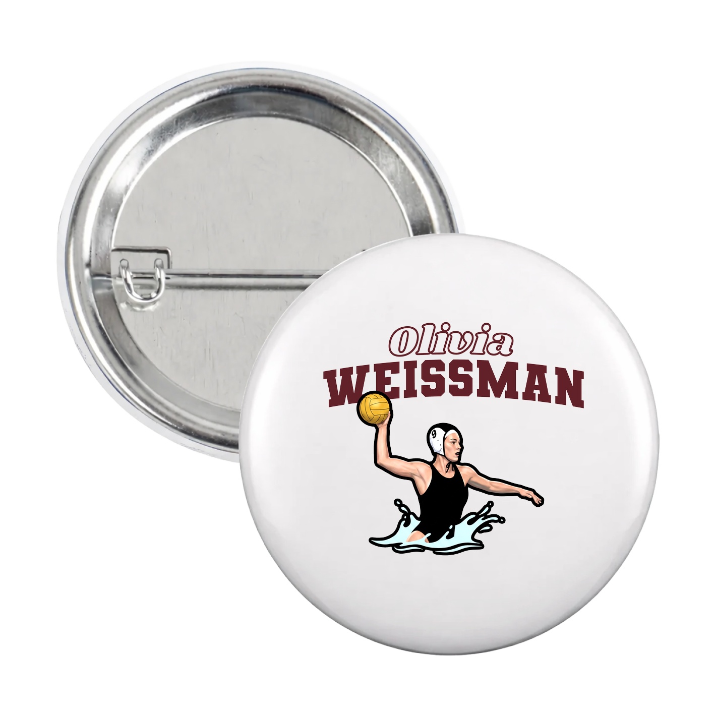 Game Day Button — Name Arch in White
