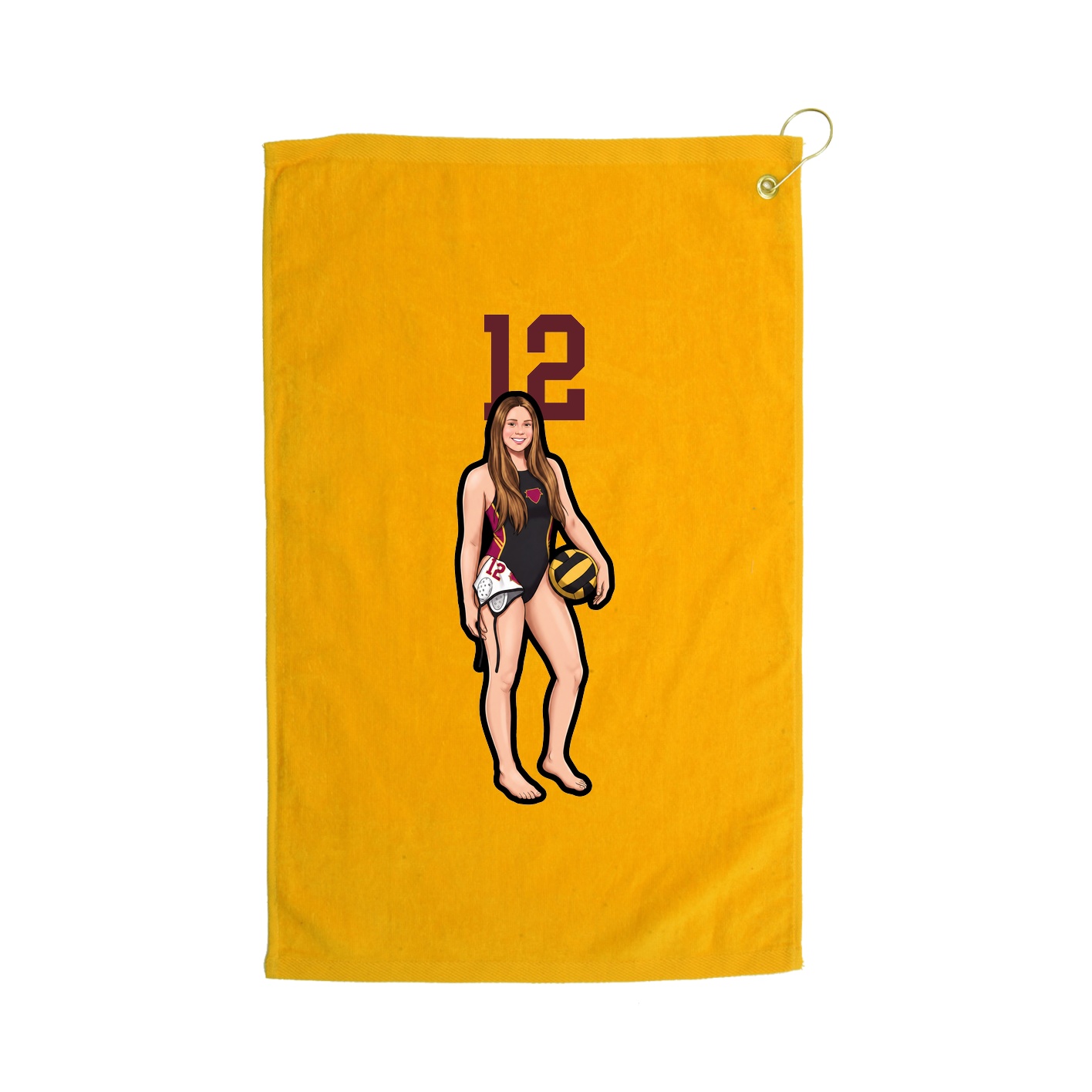 Golf Towel — Number Top in Gold