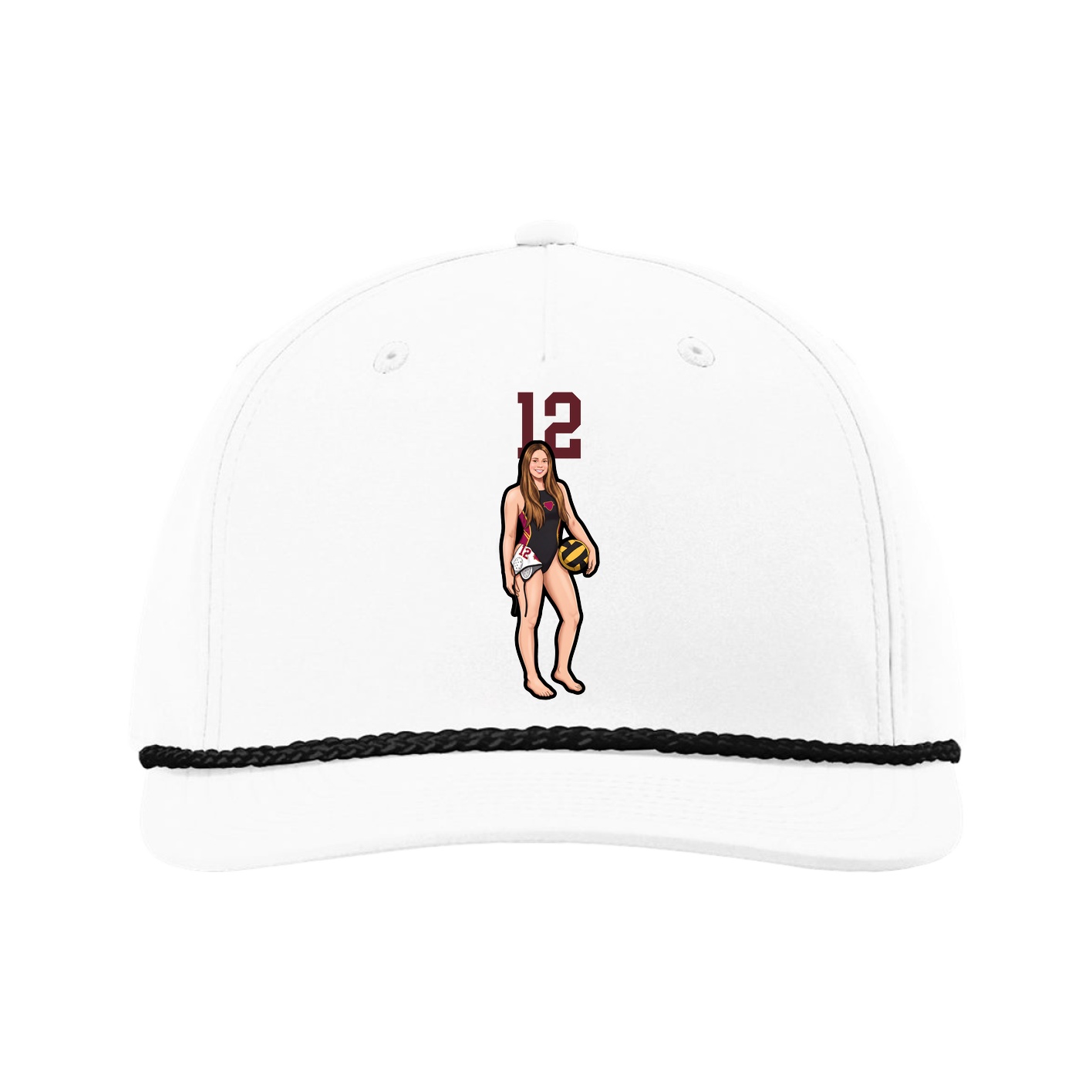 Five-Panel Classic Rope Cap — Number Top in White