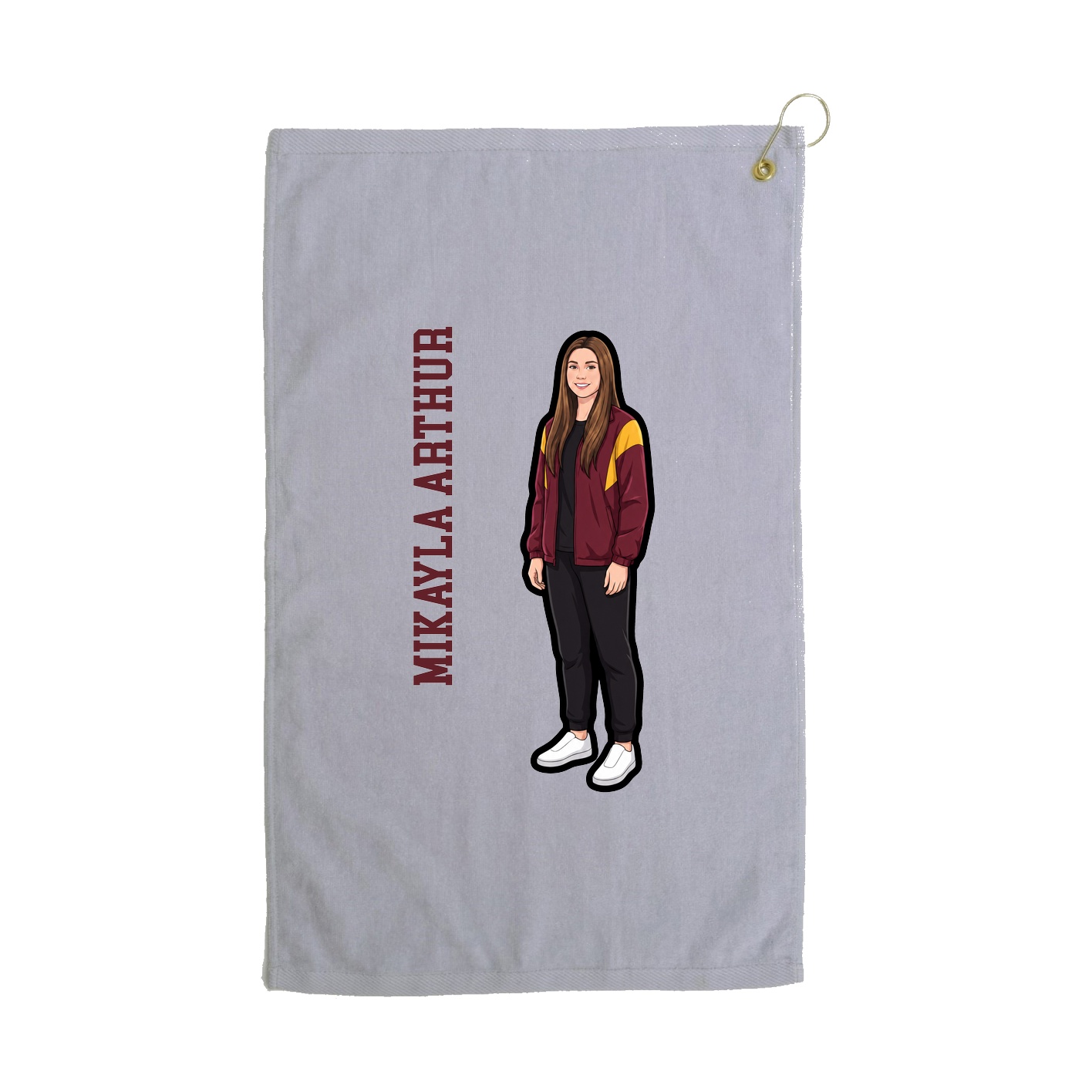 Golf Towel — Name Vertical in Grey