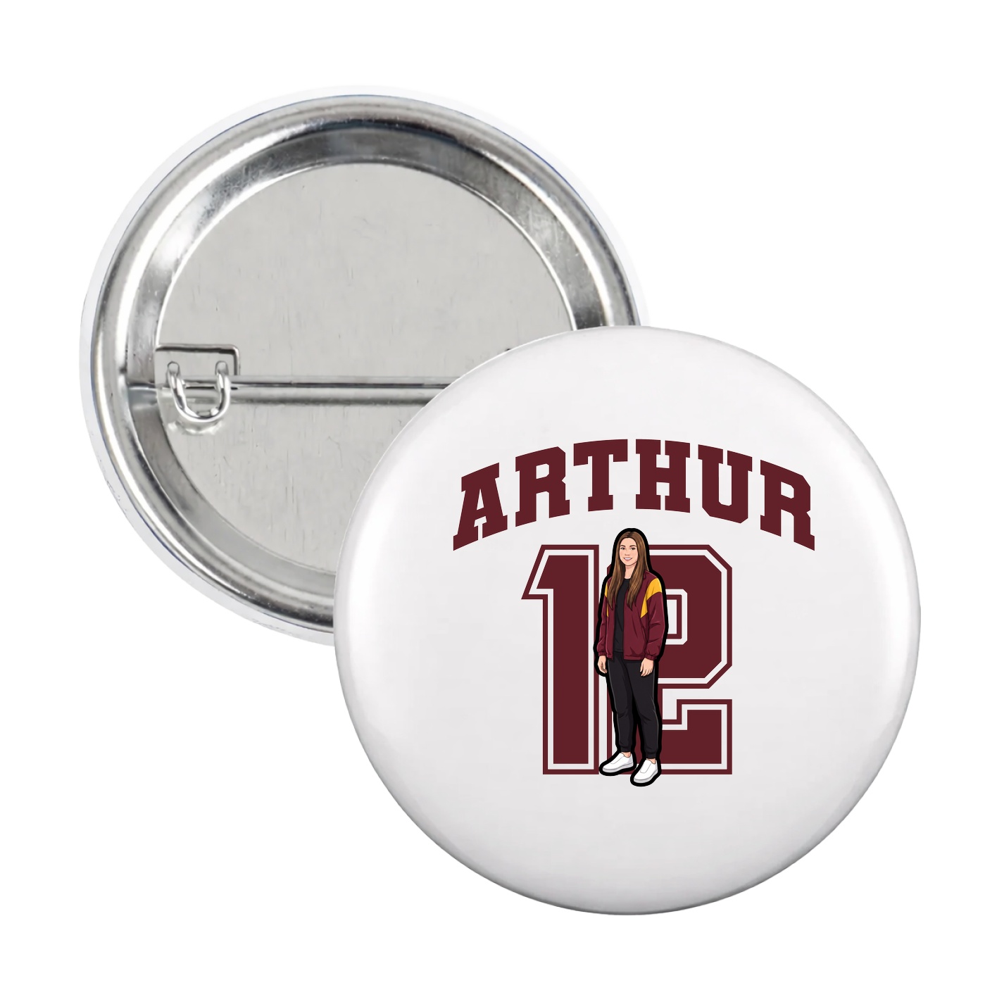 Game Day Button — Number in White