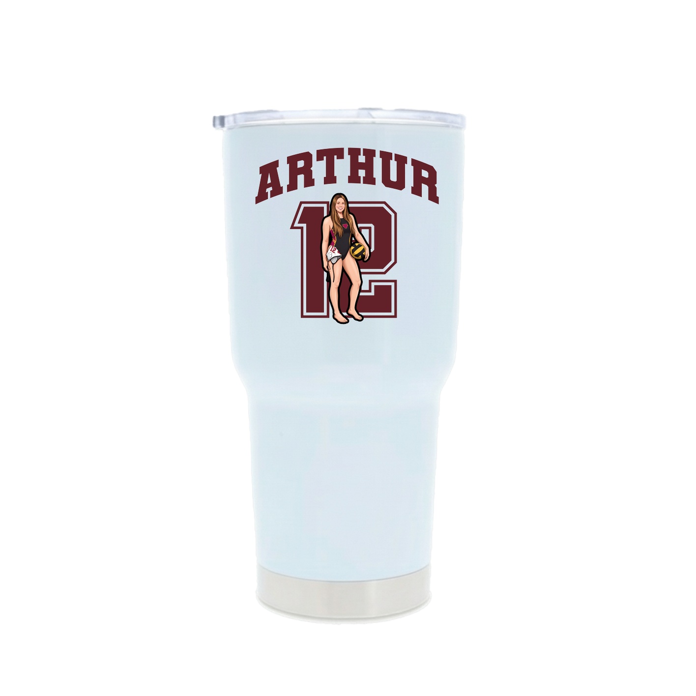 30oz Stainless Steel Tumbler — Number in White
