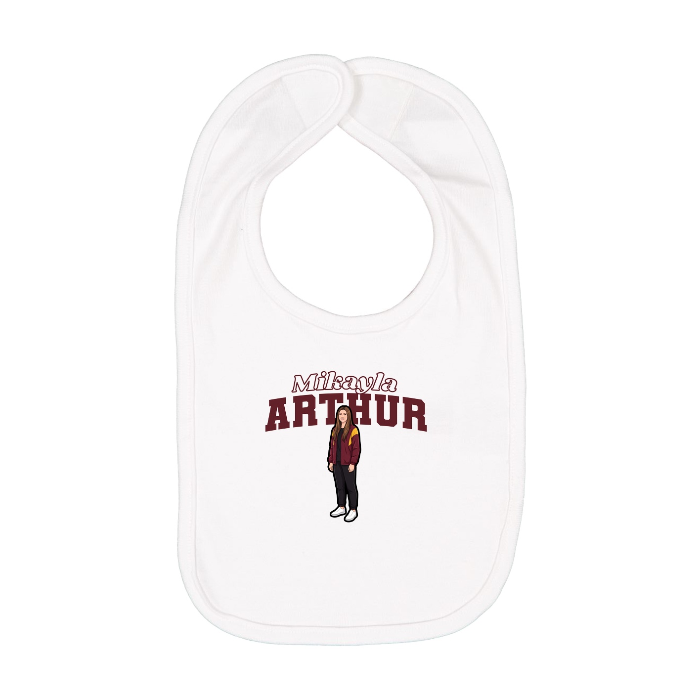 Infant Bib — Name Arch in White