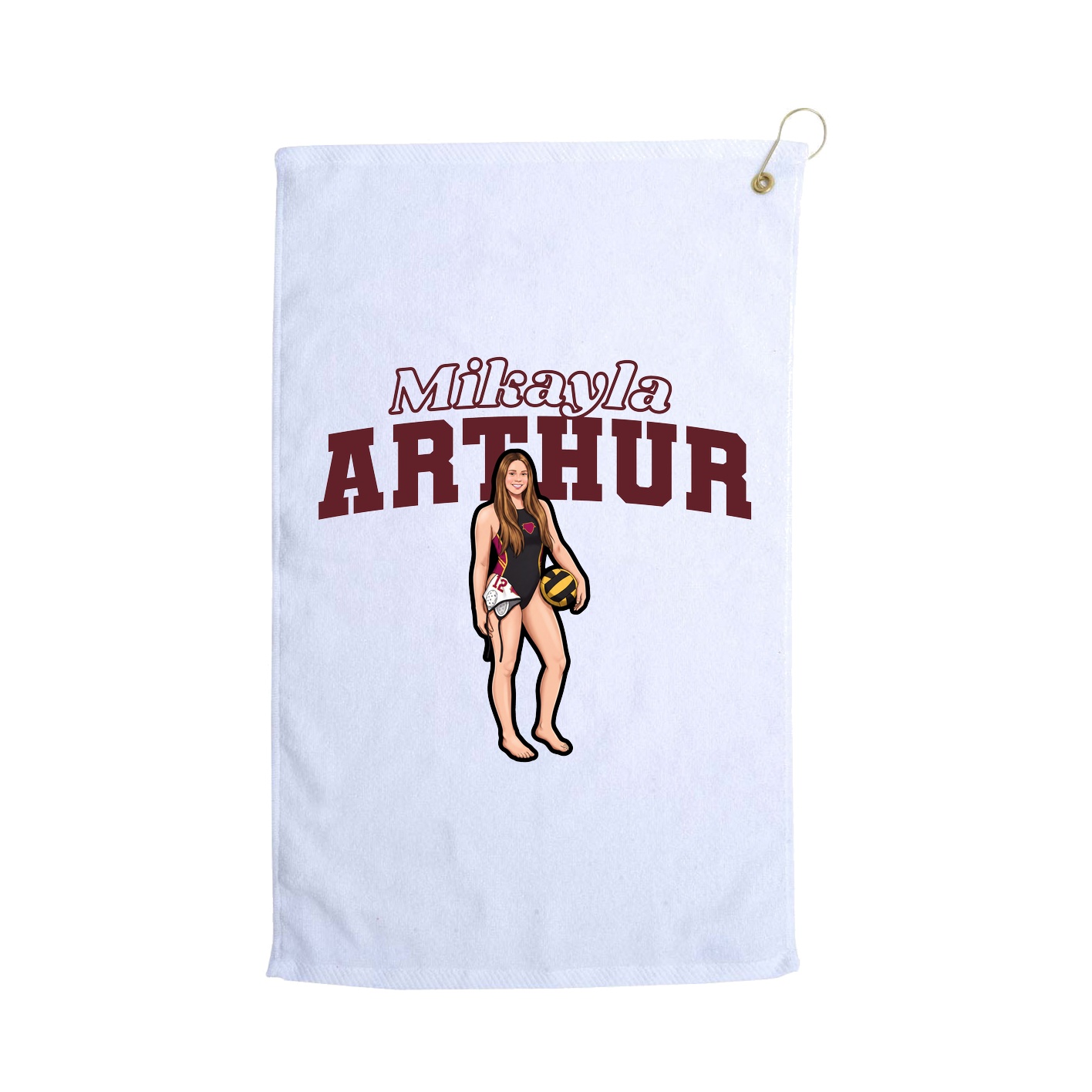 Golf Towel — Name Arch in White