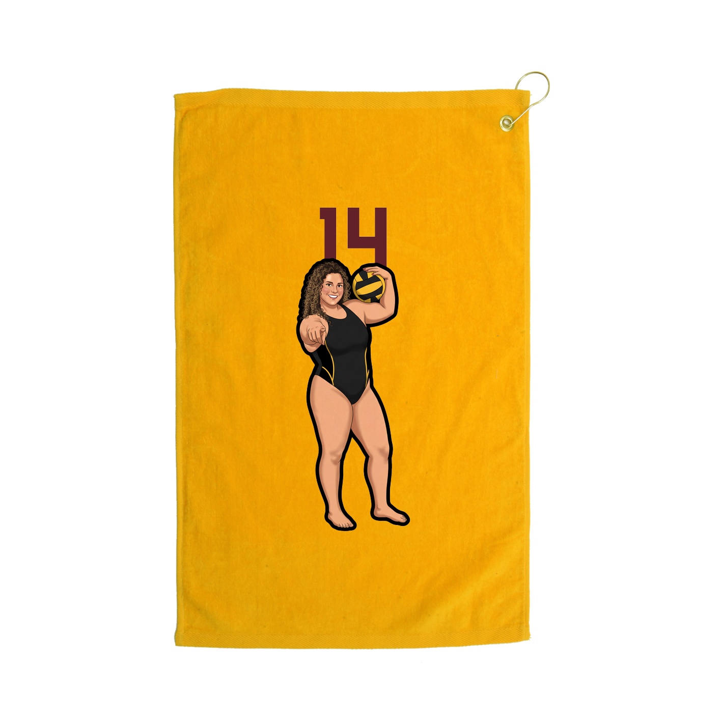 Golf Towel — Number Top in Gold