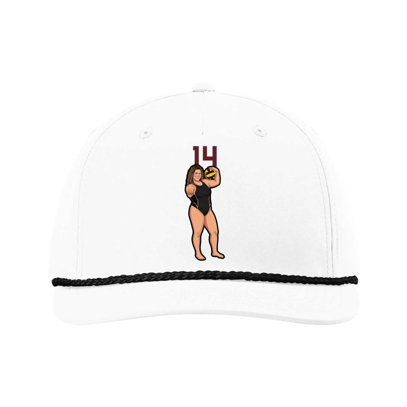 Five-Panel Classic Rope Cap — Number Top in White