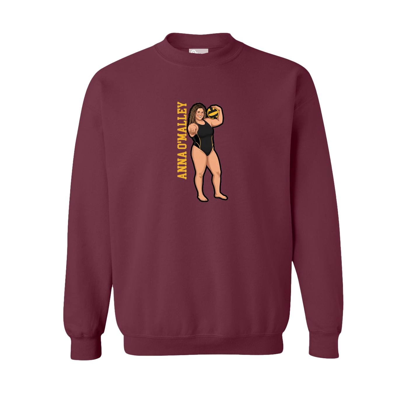 Fleece Crew — Name Vertical in Maroon