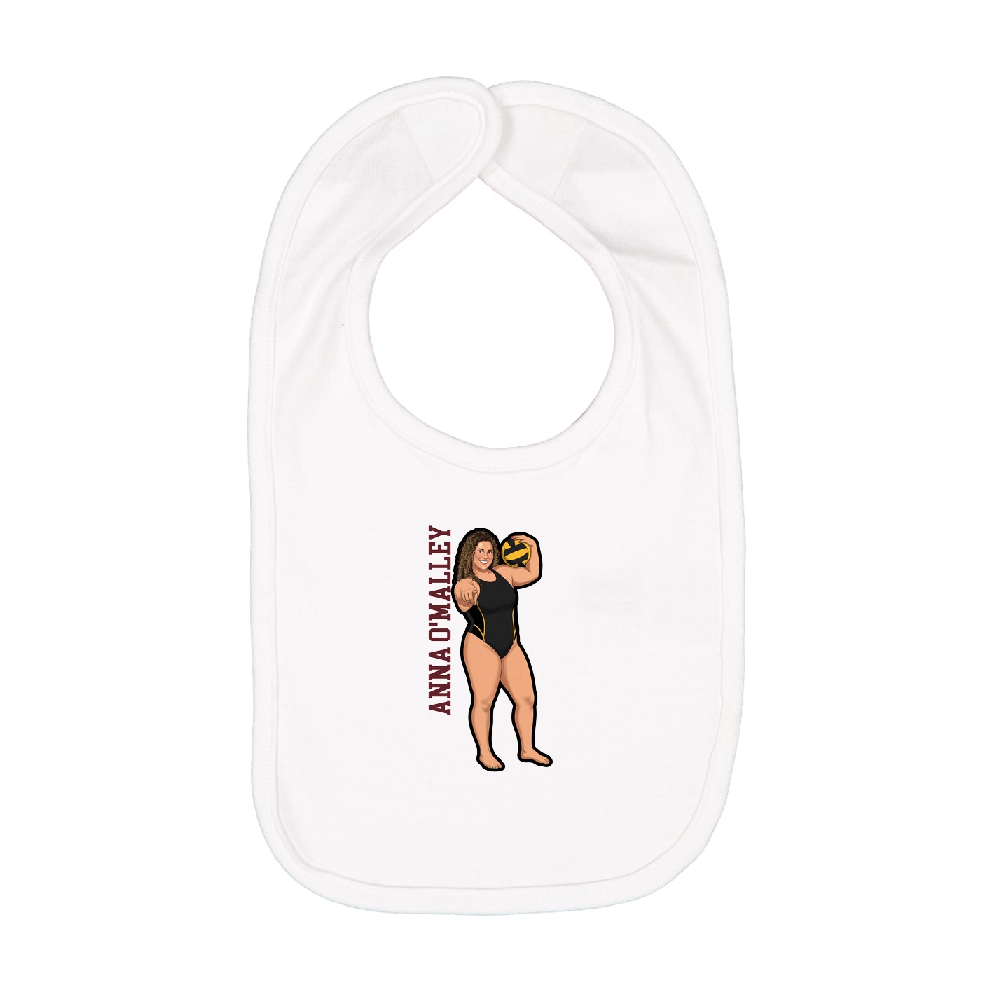 Infant Bib — Name Vertical in White