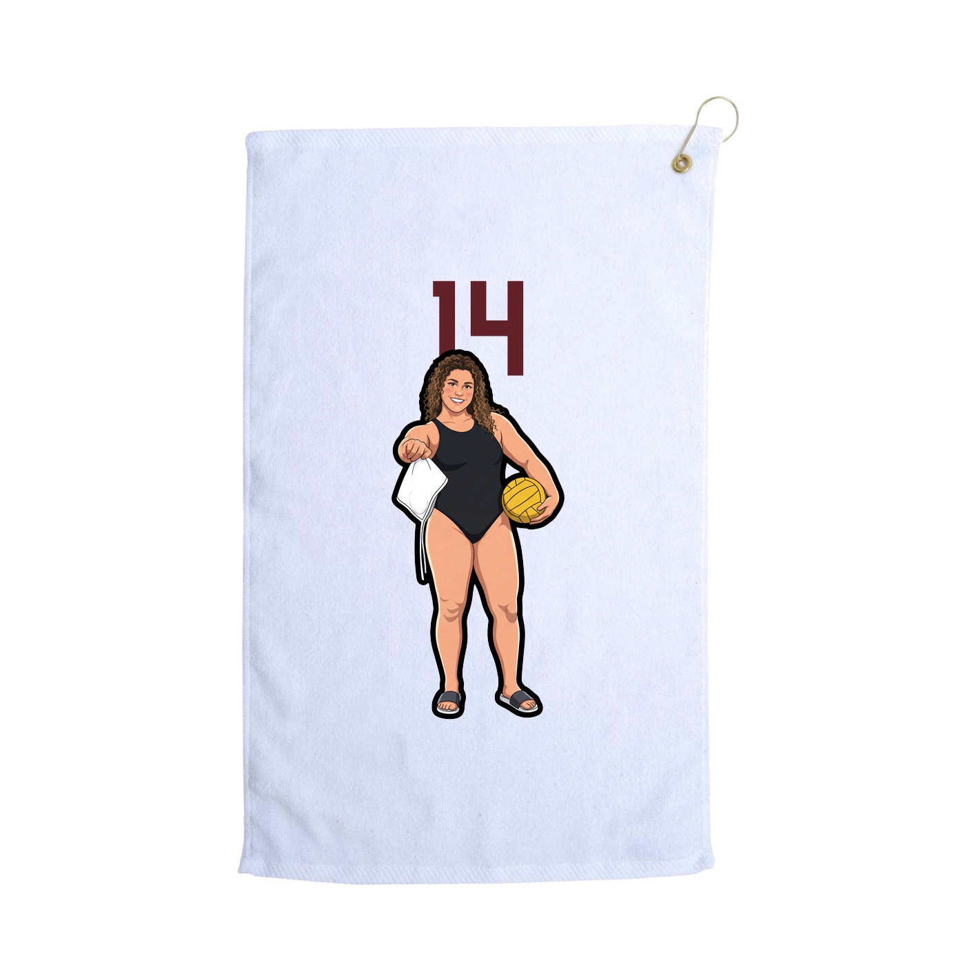 Golf Towel — Number Top in White