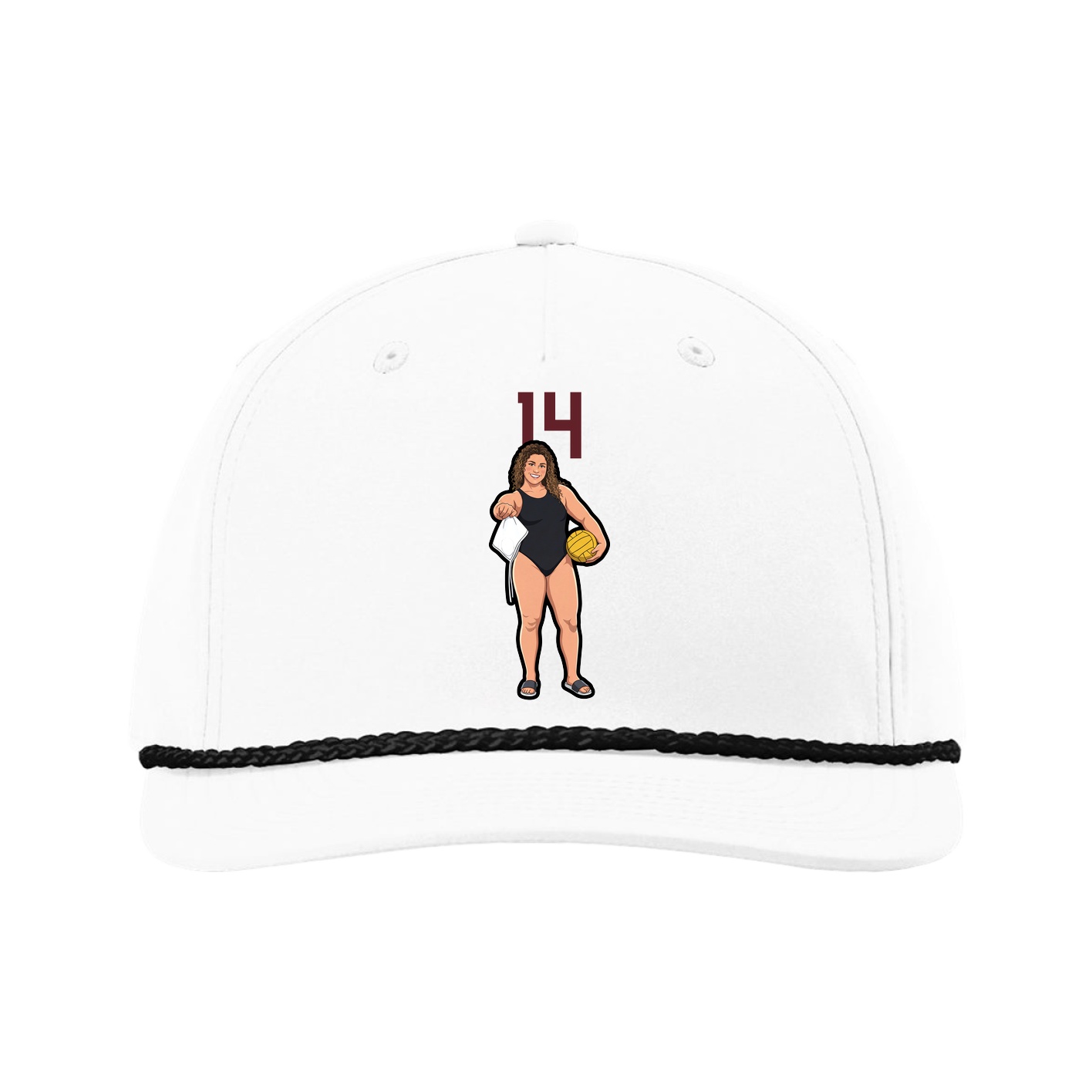 Five-Panel Classic Rope Cap — Number Top in White
