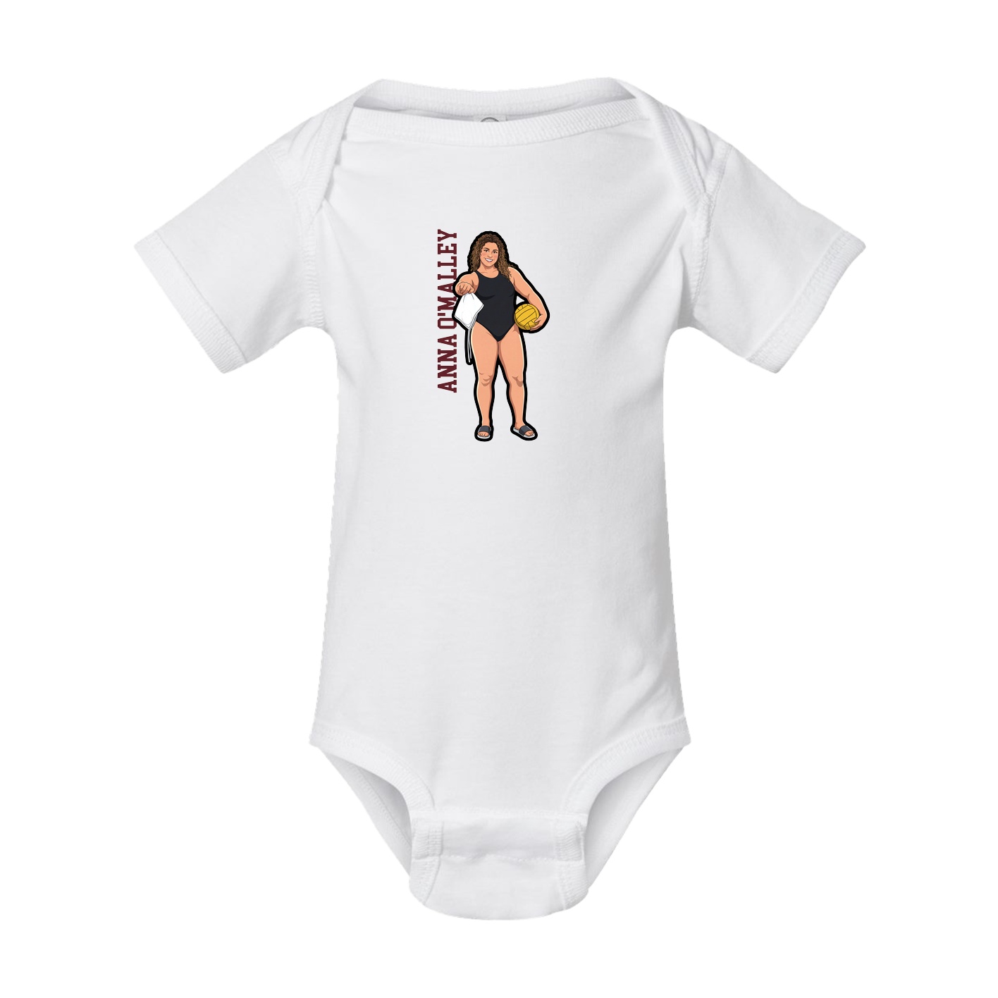 Baby Onesie — Name Vertical in White