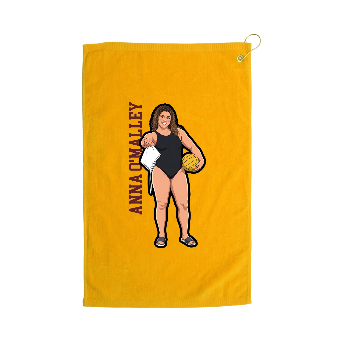 Golf Towel — Name Vertical in Gold