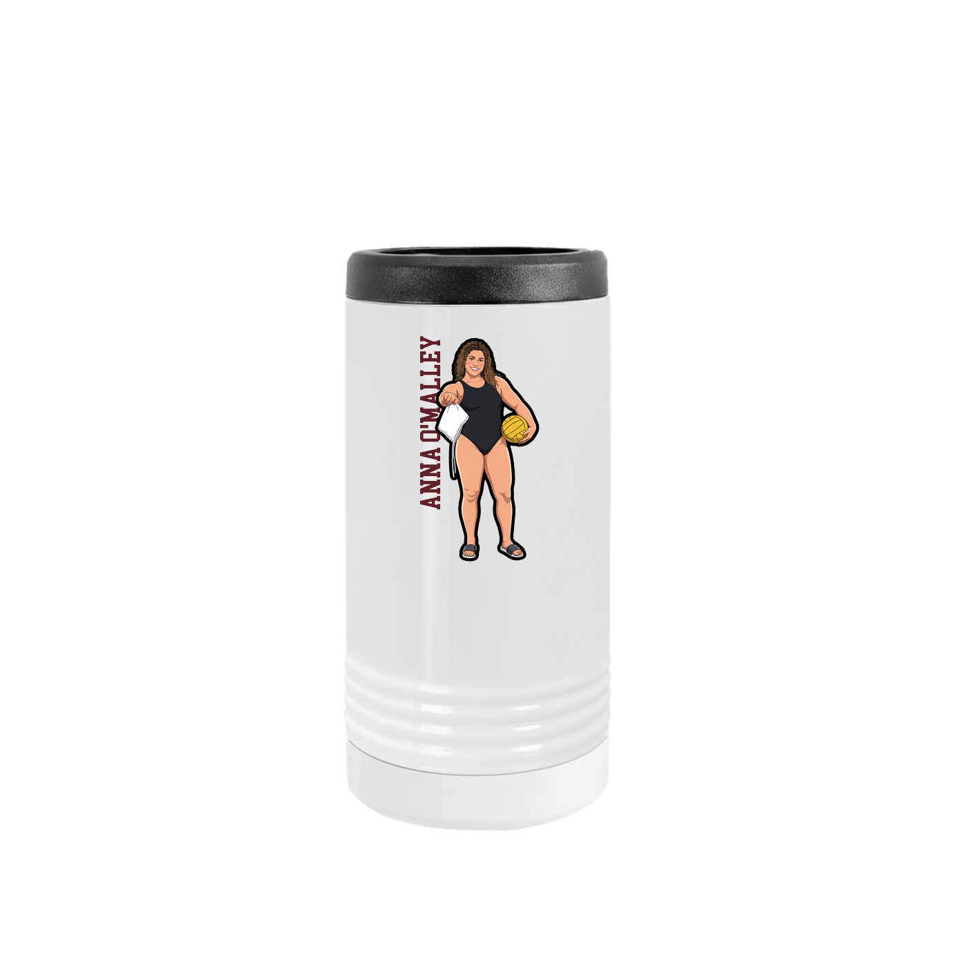 Slim Beverage Holder — Name Vertical in White