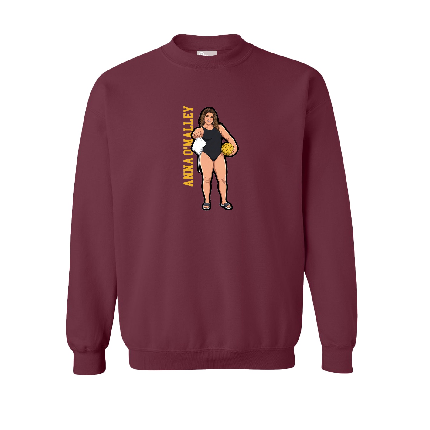 Fleece Crew — Name Vertical in Maroon