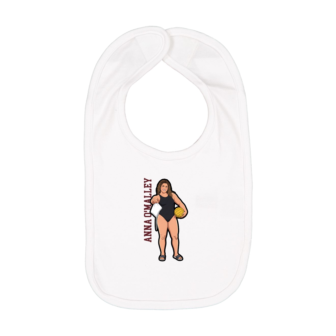 Infant Bib — Name Vertical in White