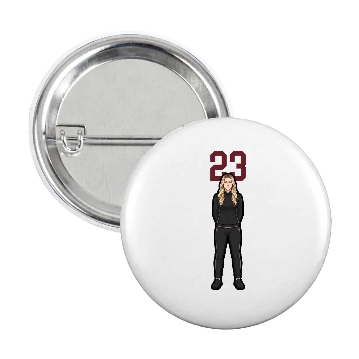 Game Day Button — Number Top in White