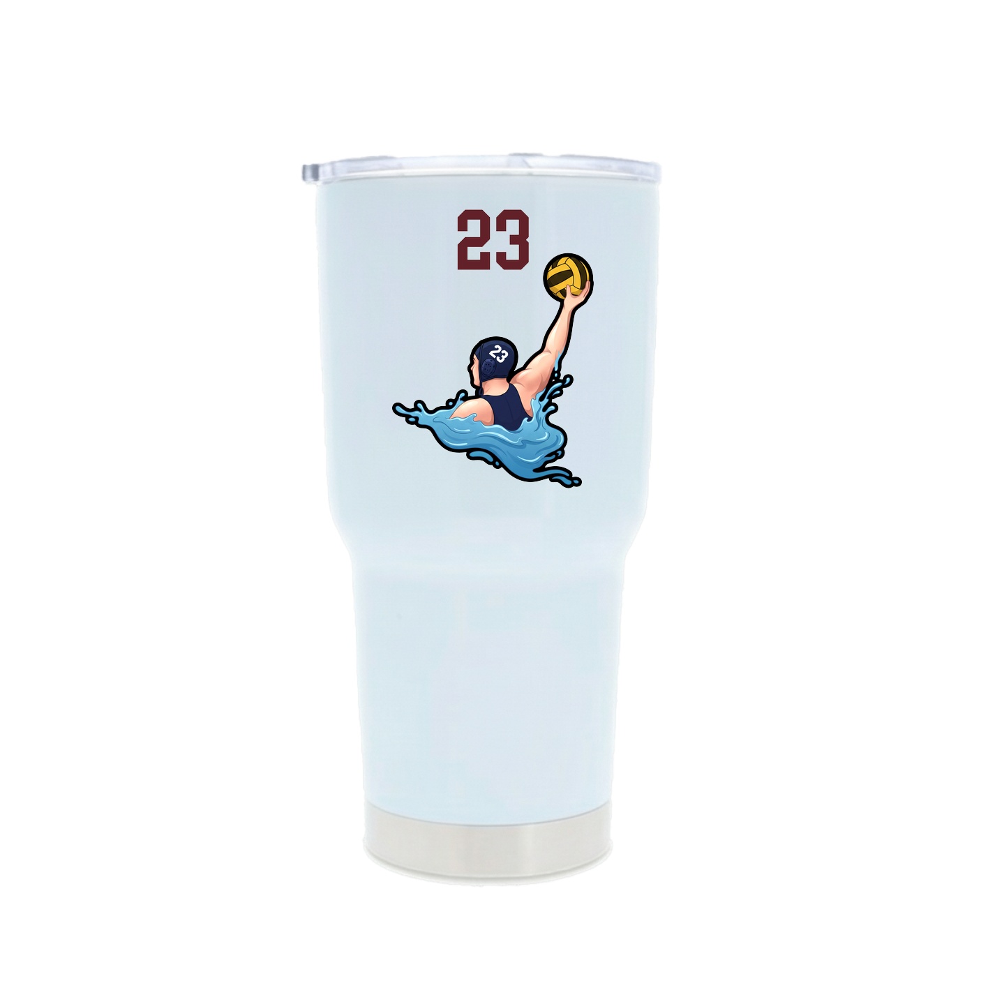 30oz Stainless Steel Tumbler — Number Top in White