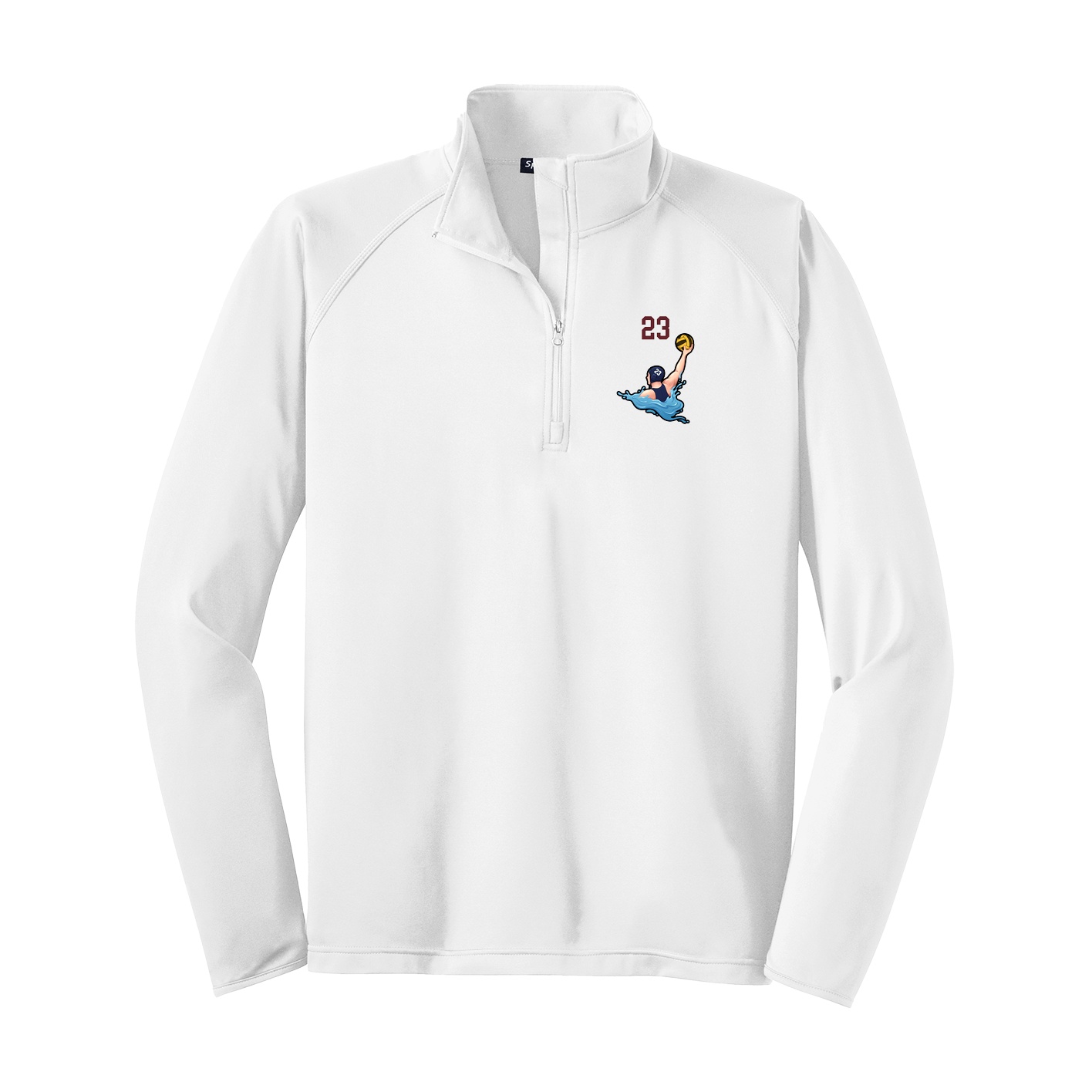 Q-Zip Pullover — Number Top in White