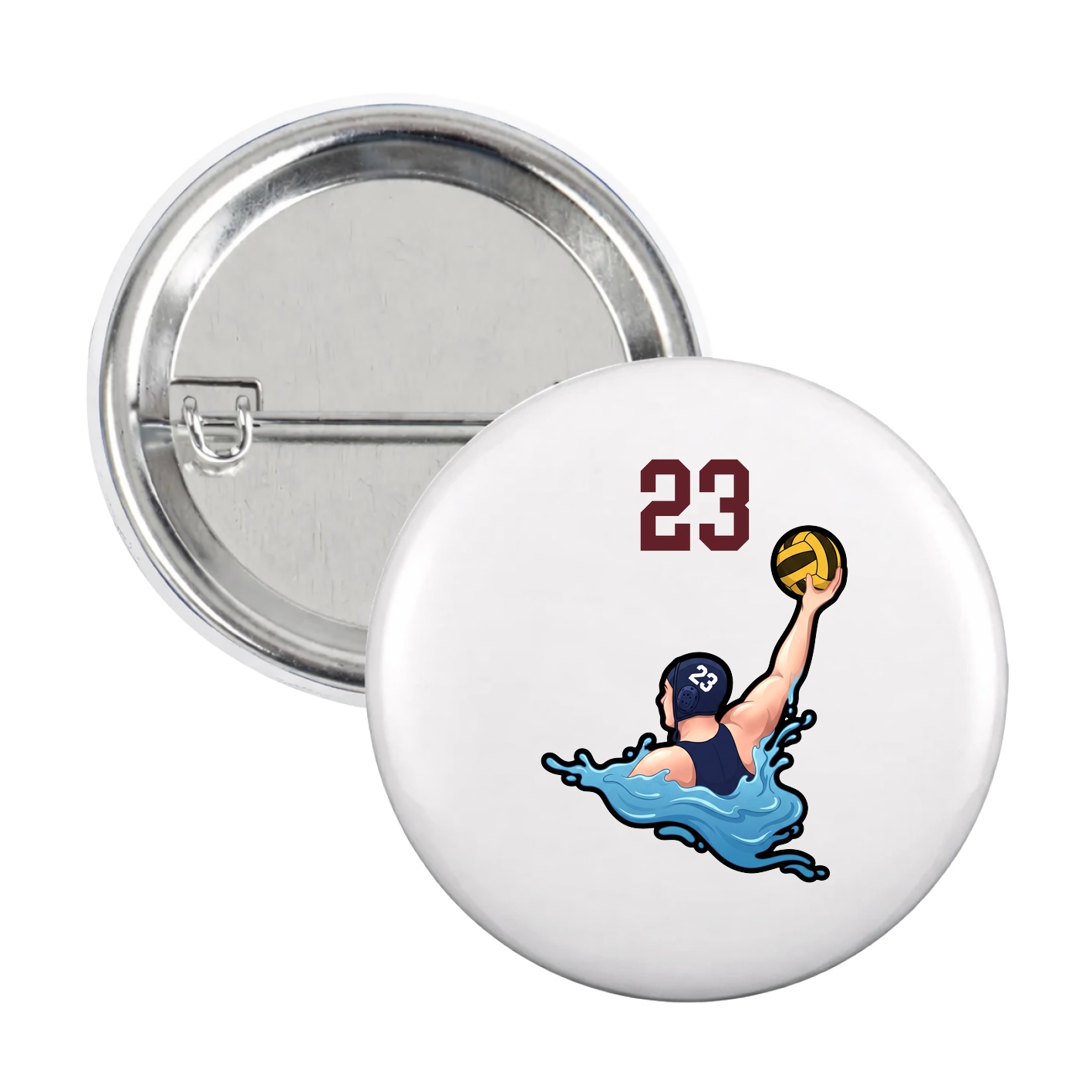 Game Day Button — Number Top in White