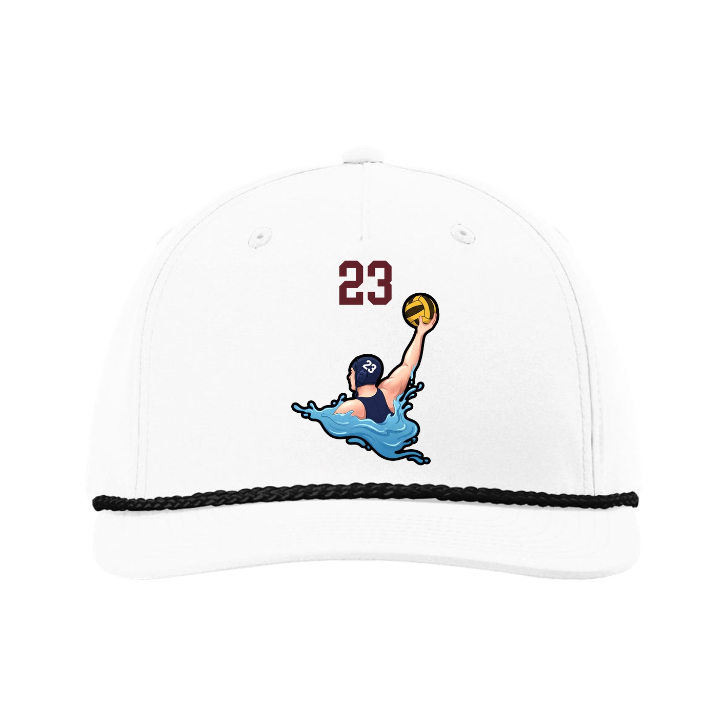 Five-Panel Classic Rope Cap — Number Top in White
