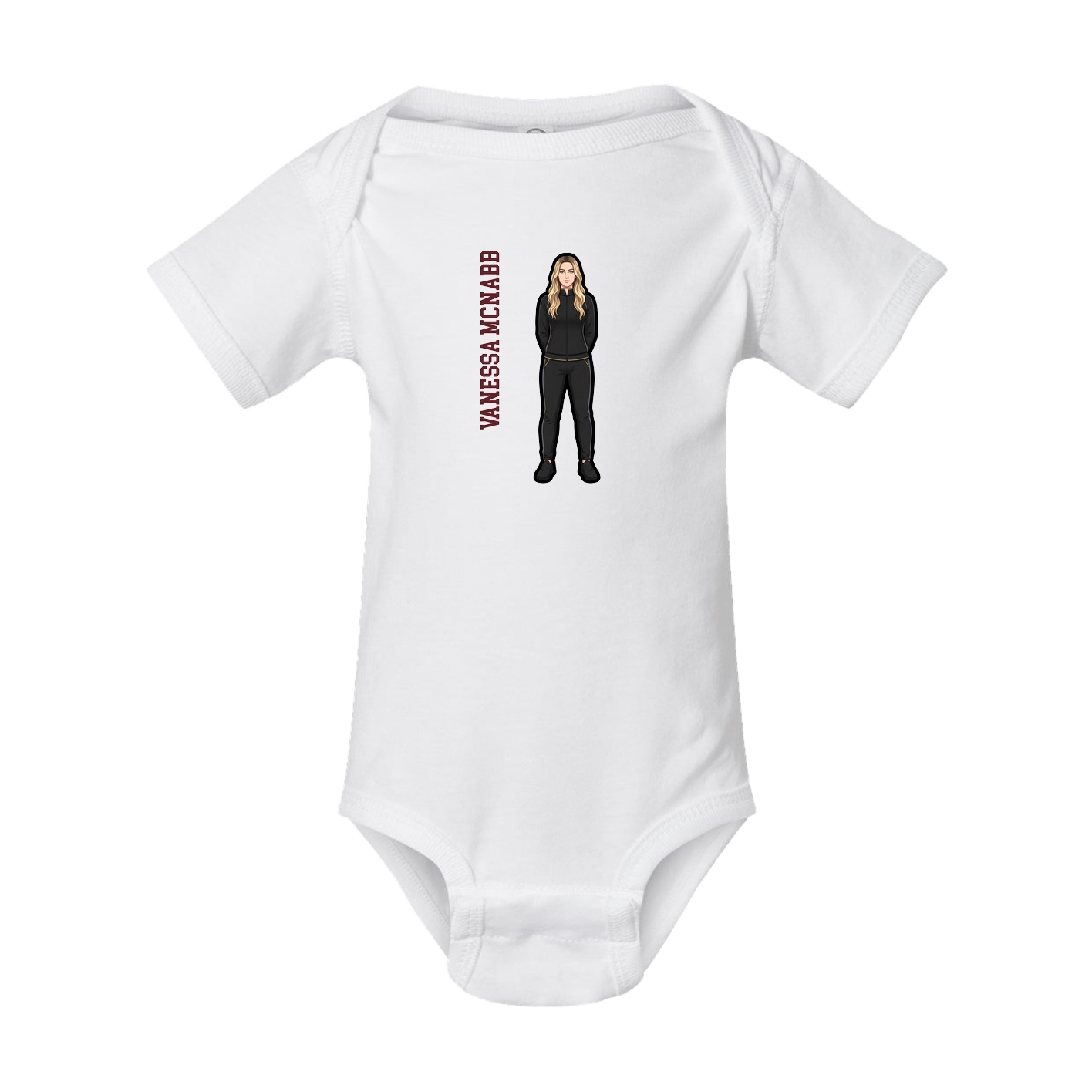 Baby Onesie — Name Vertical in White
