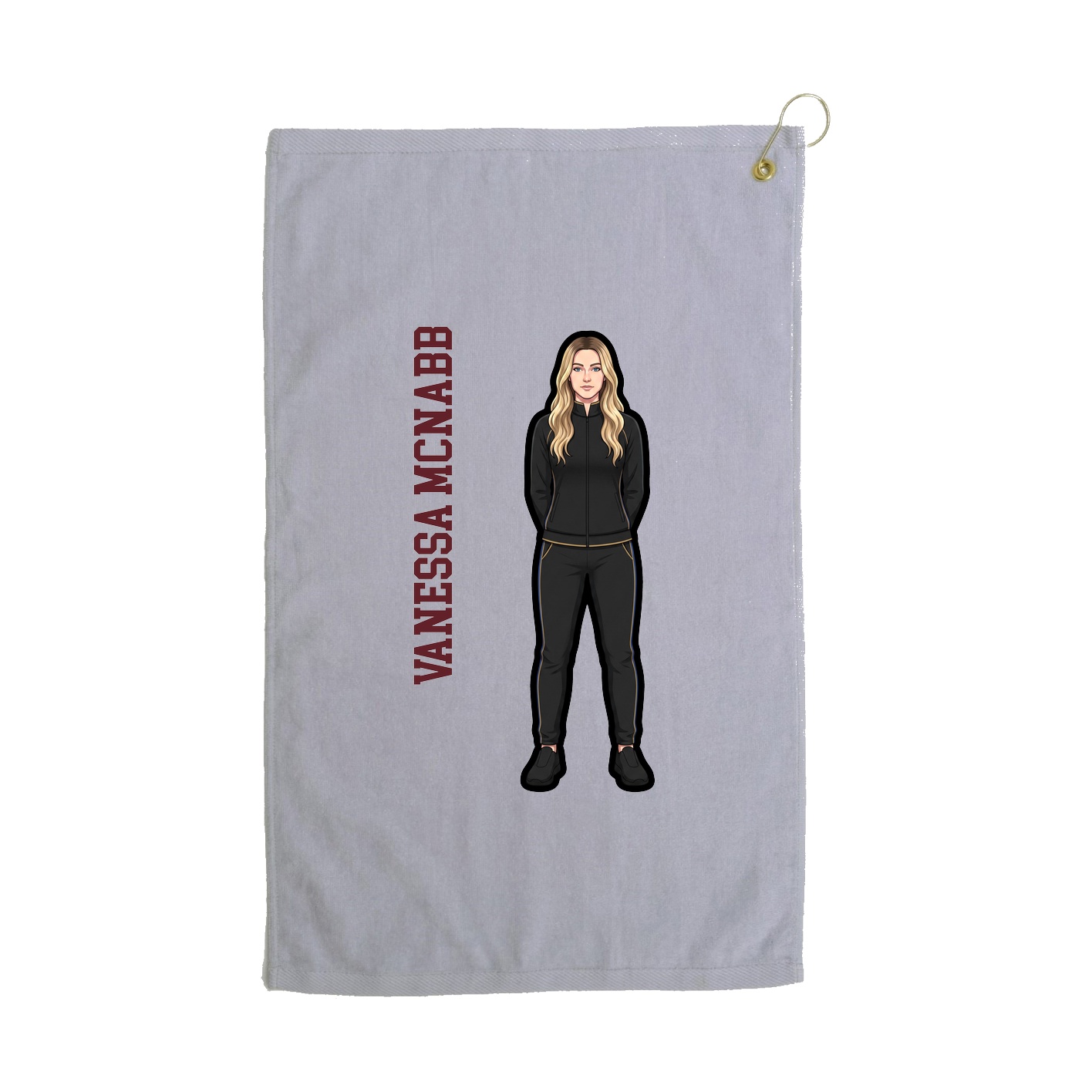 Golf Towel — Name Vertical in Grey