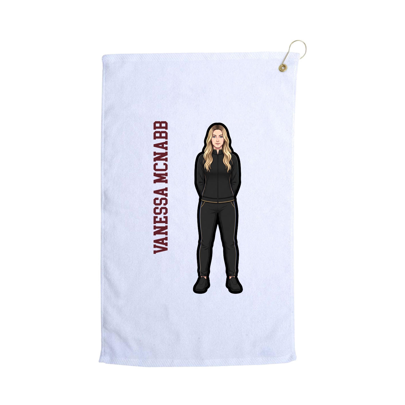 Golf Towel — Name Vertical in White