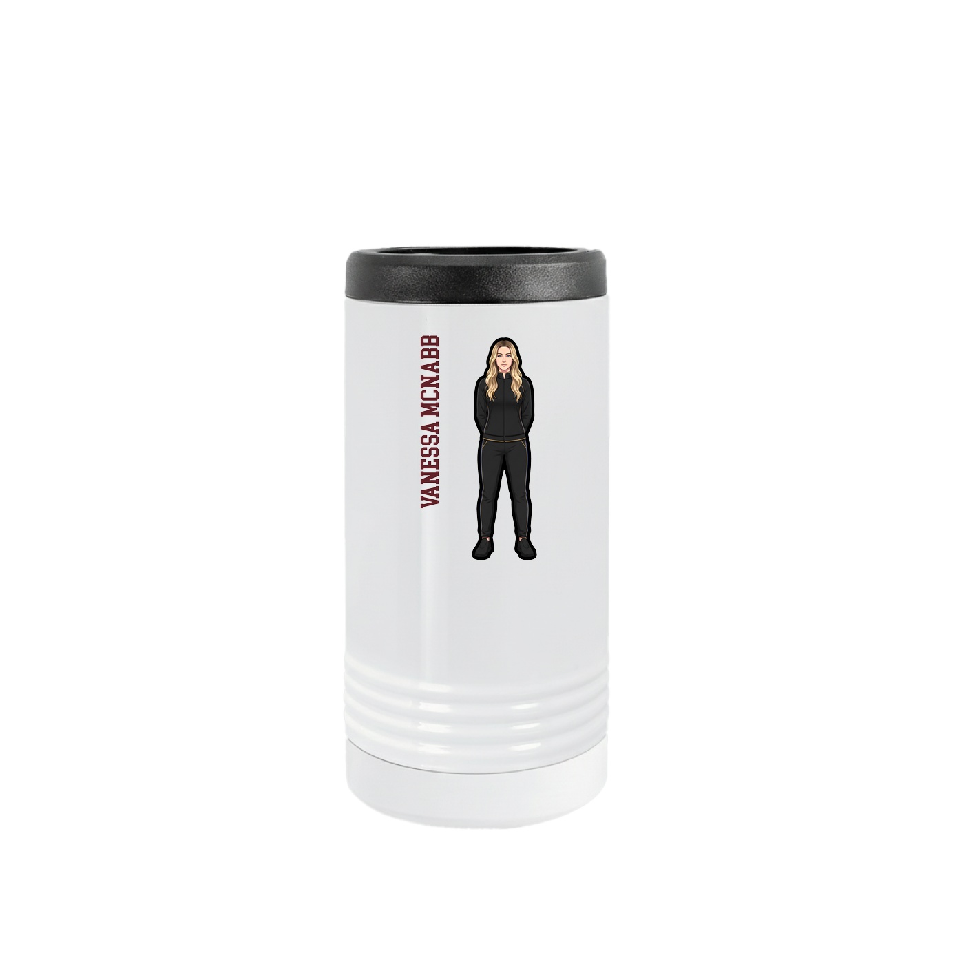 Slim Beverage Holder — Name Vertical in White