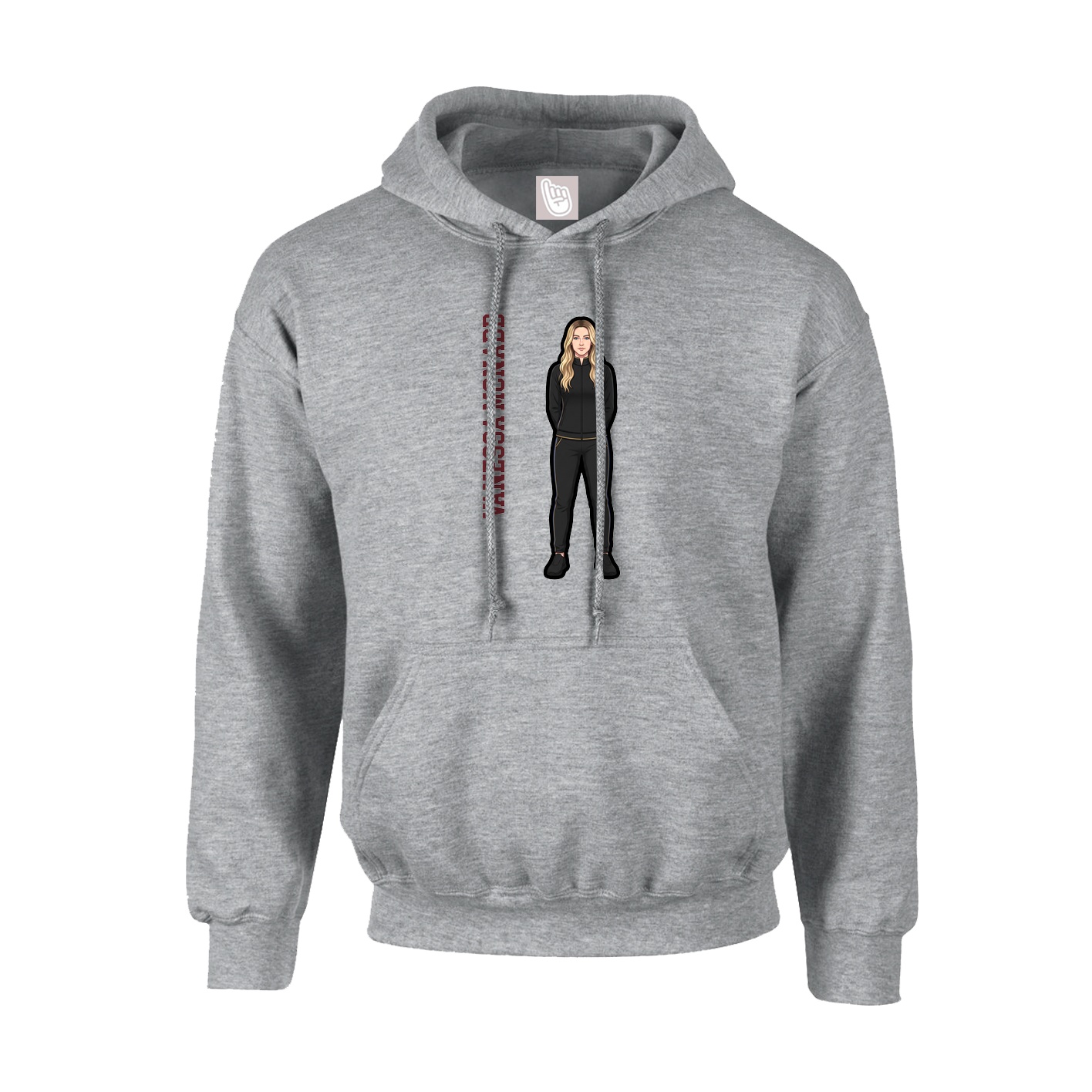 Hoodie — Name Vertical in Grey