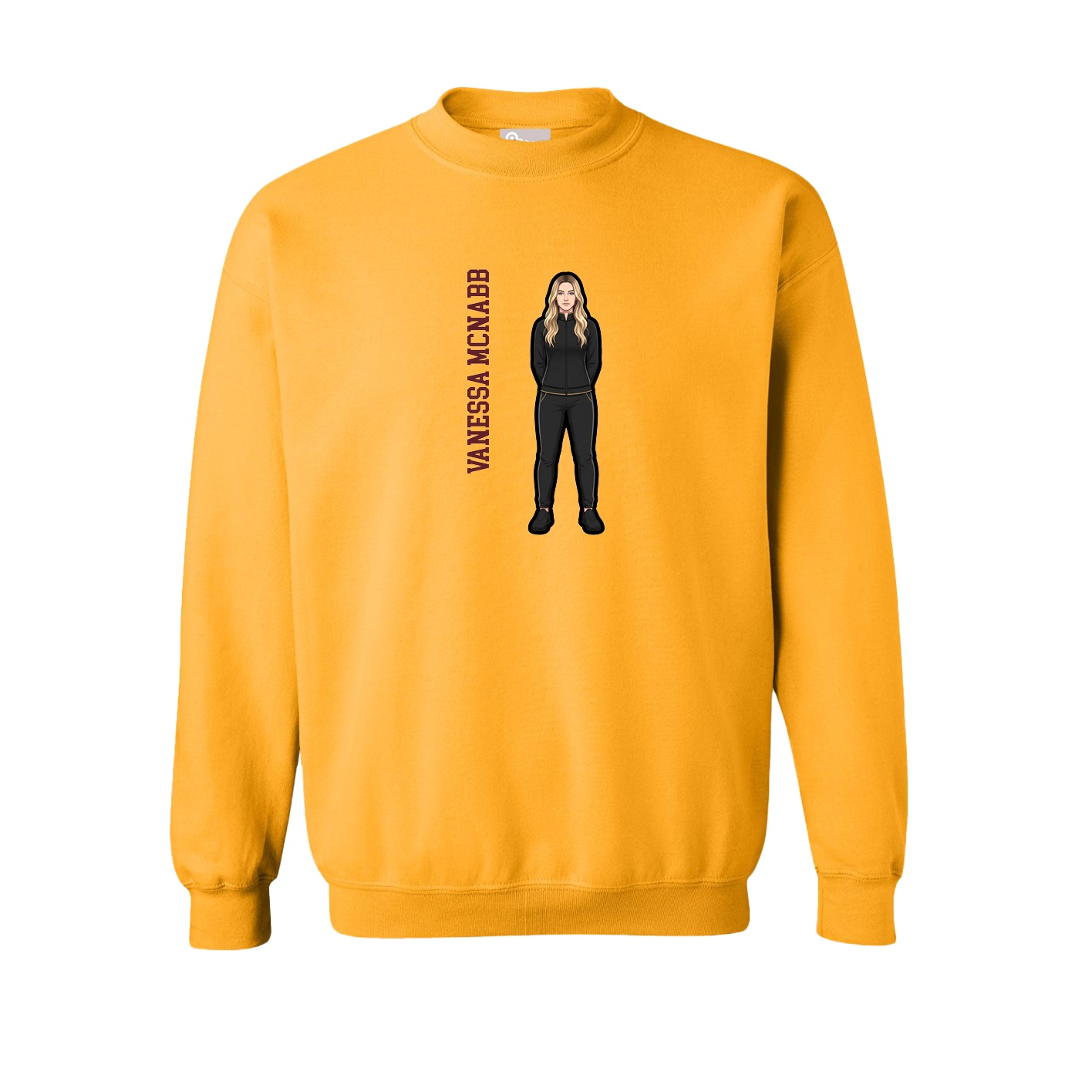Fleece Crew — Name Vertical in Gold