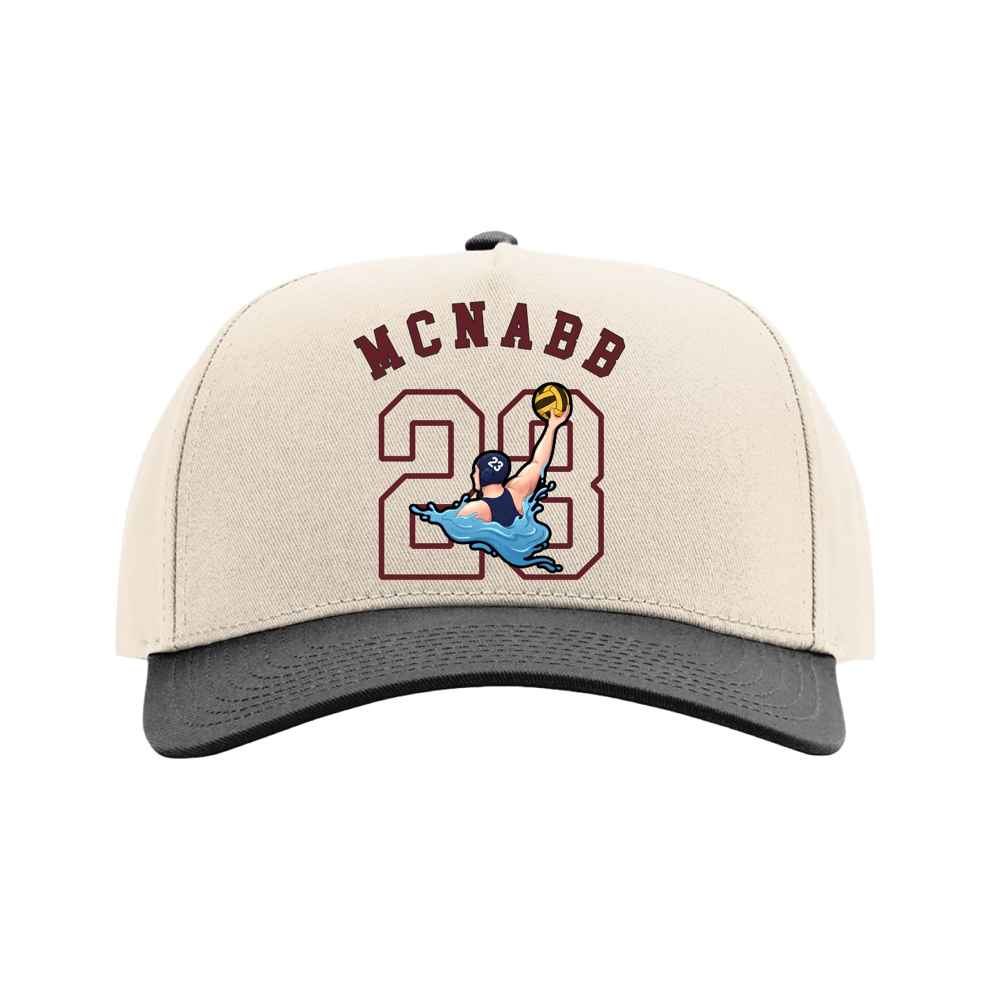 Full Fabric Five-Panel Champ Cap — Shirsey Arch in Cream/Black