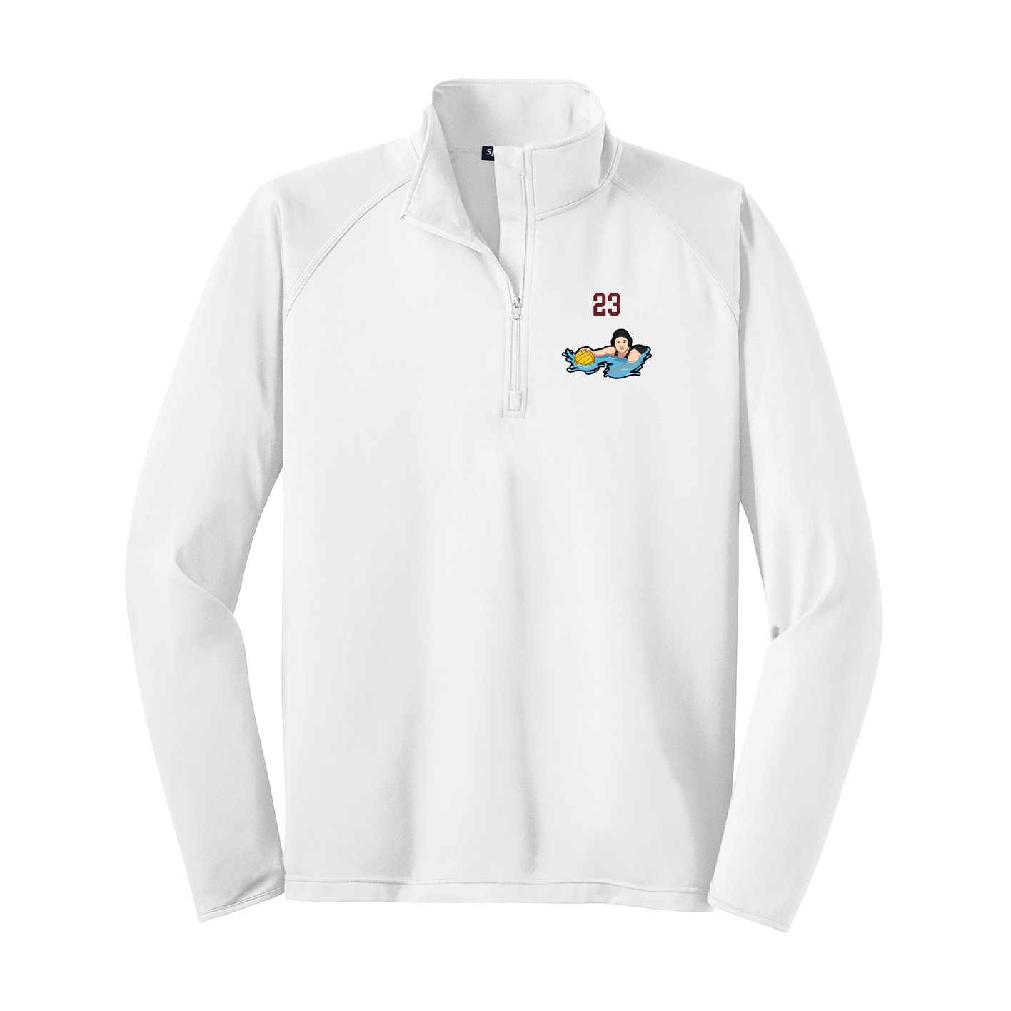 Q-Zip Pullover — Number Top in White