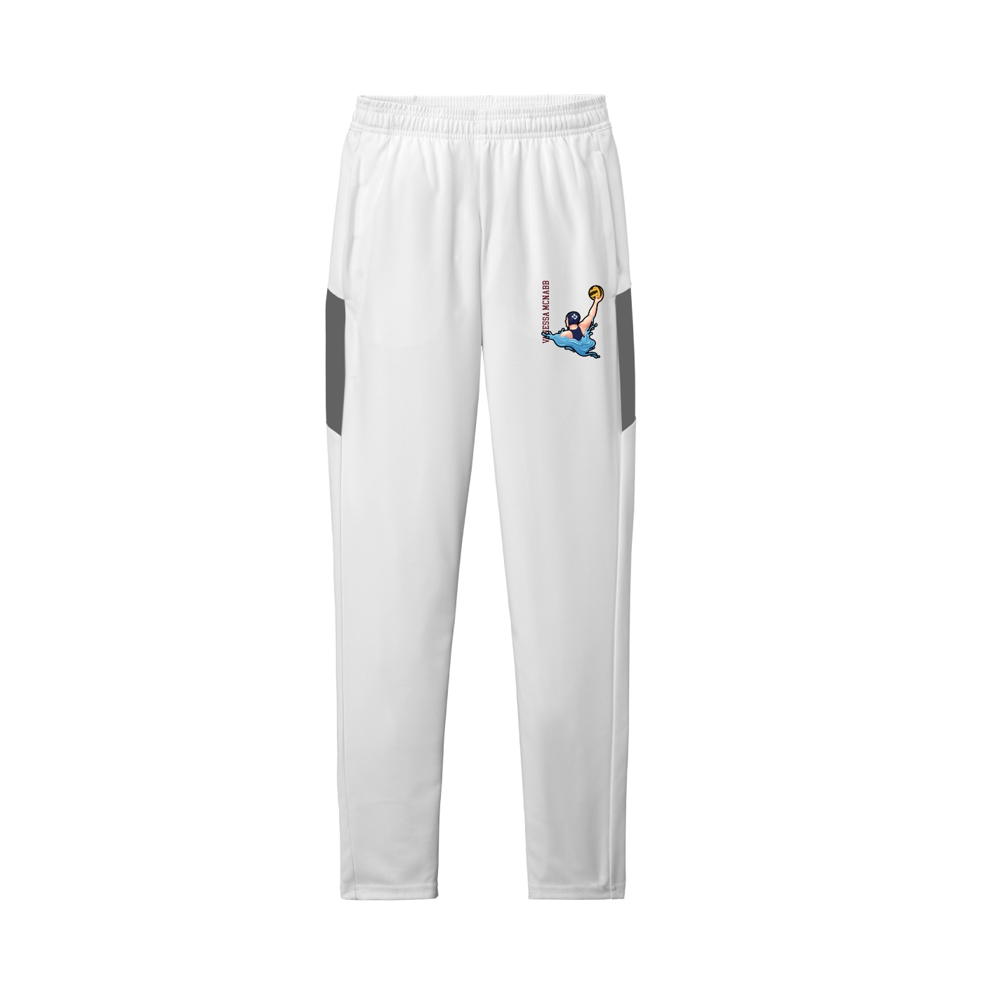 Team Travel Pant — Name Vertical in White/Grey