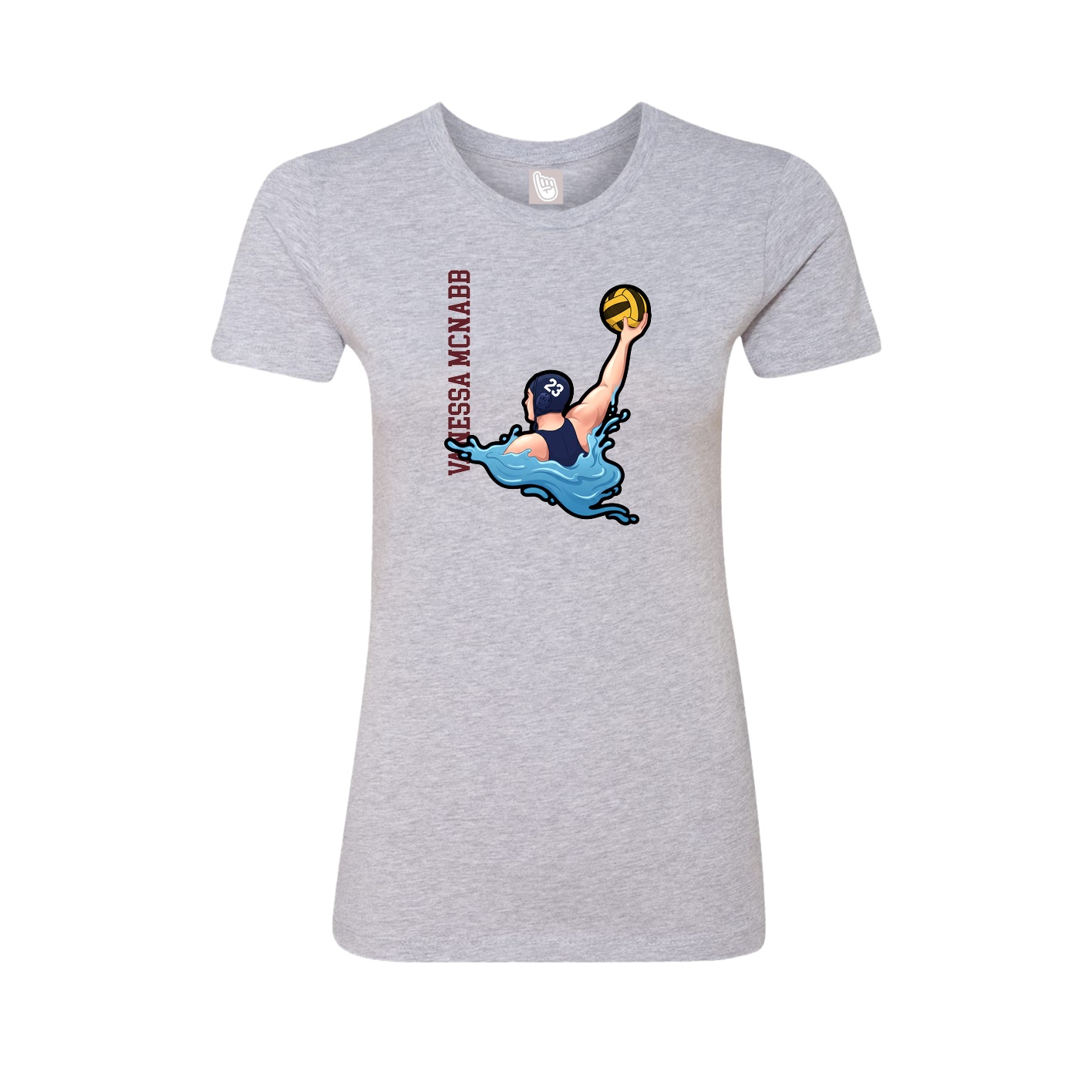 Womens Tee — Name Vertical in Grey