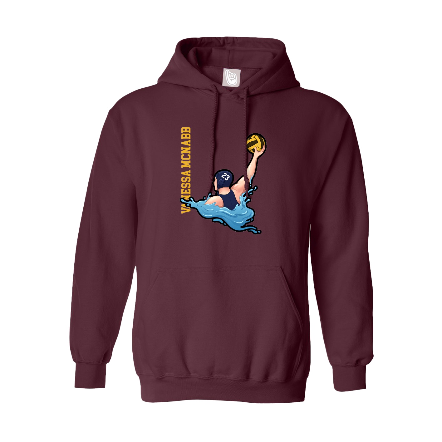 Youth Hoodie — Name Vertical in Maroon