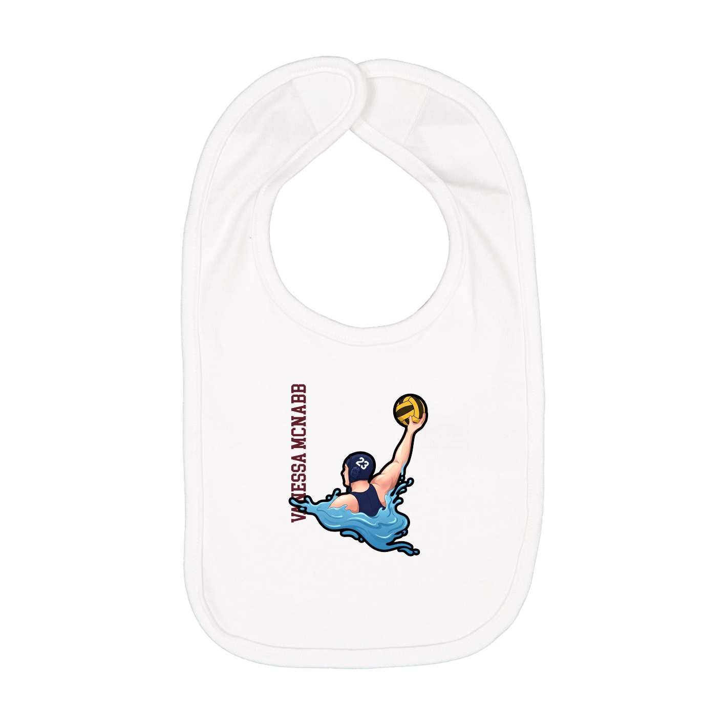 Infant Bib — Name Vertical in White