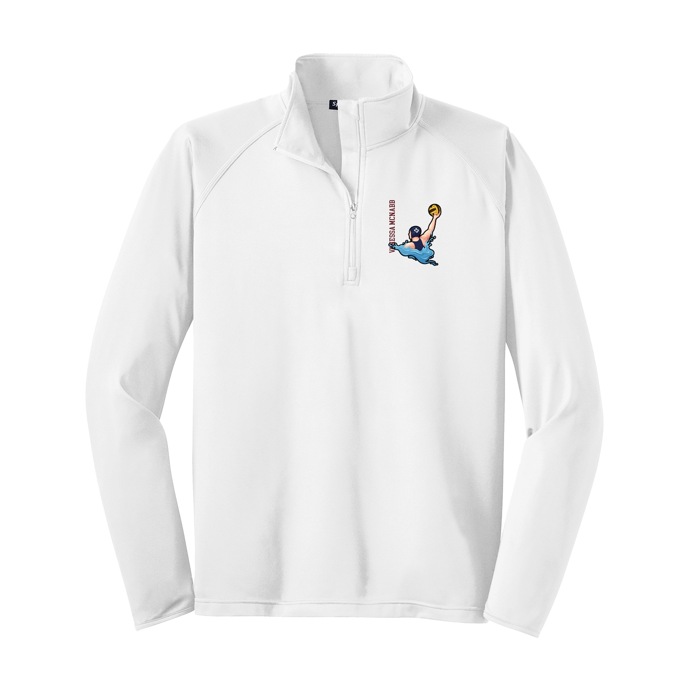 Q-Zip Pullover — Name Vertical in White