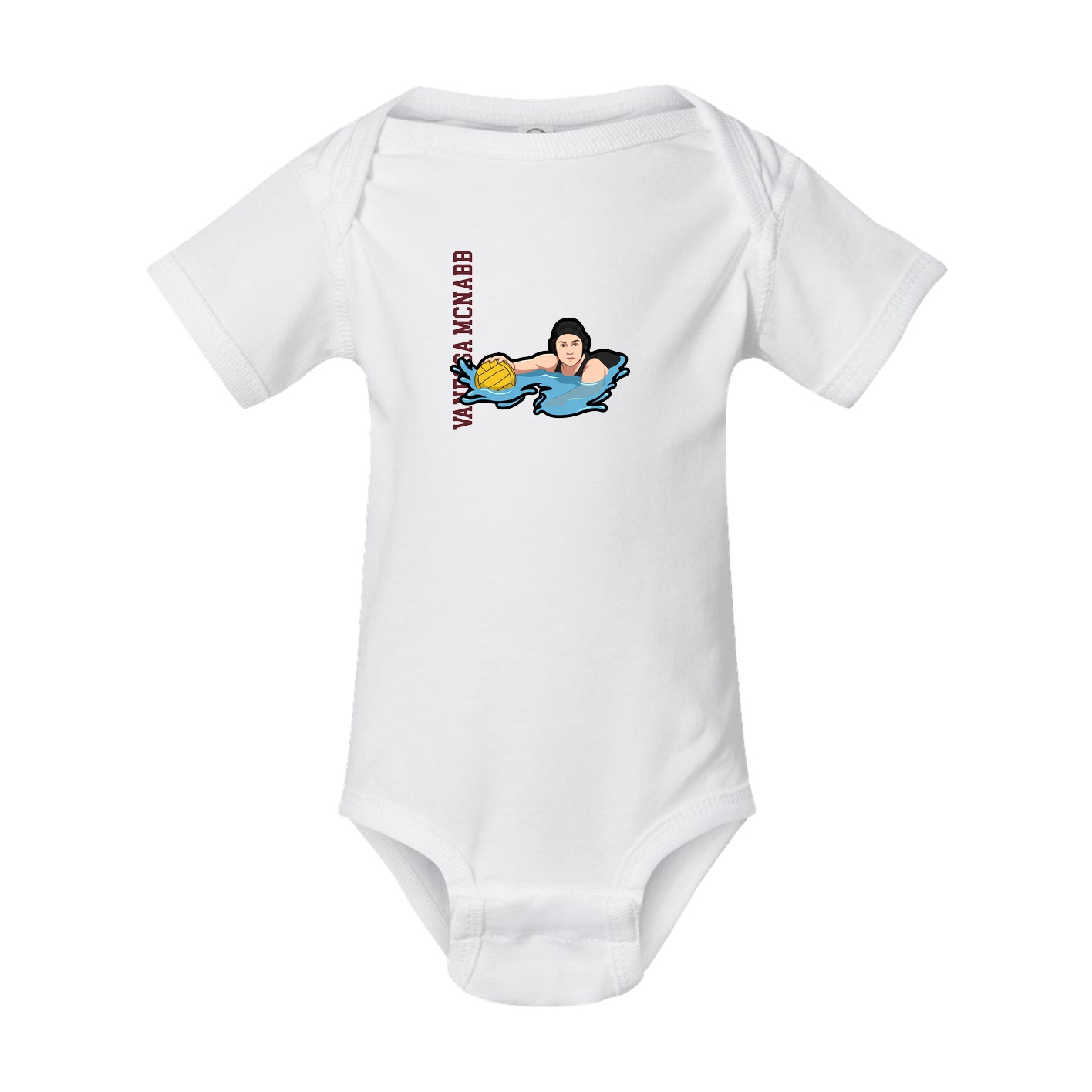 Baby Onesie — Name Vertical in White