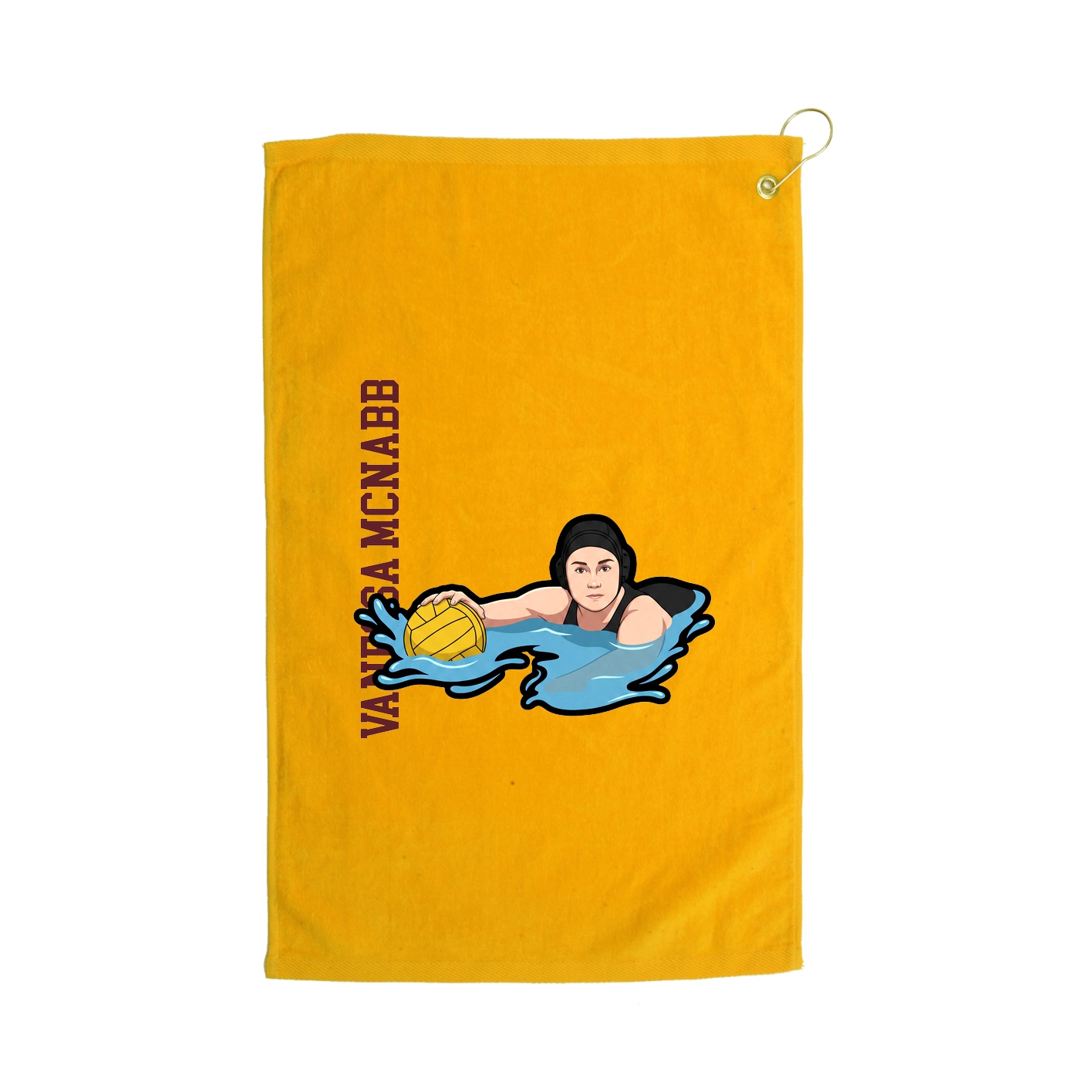 Golf Towel — Name Vertical in Gold